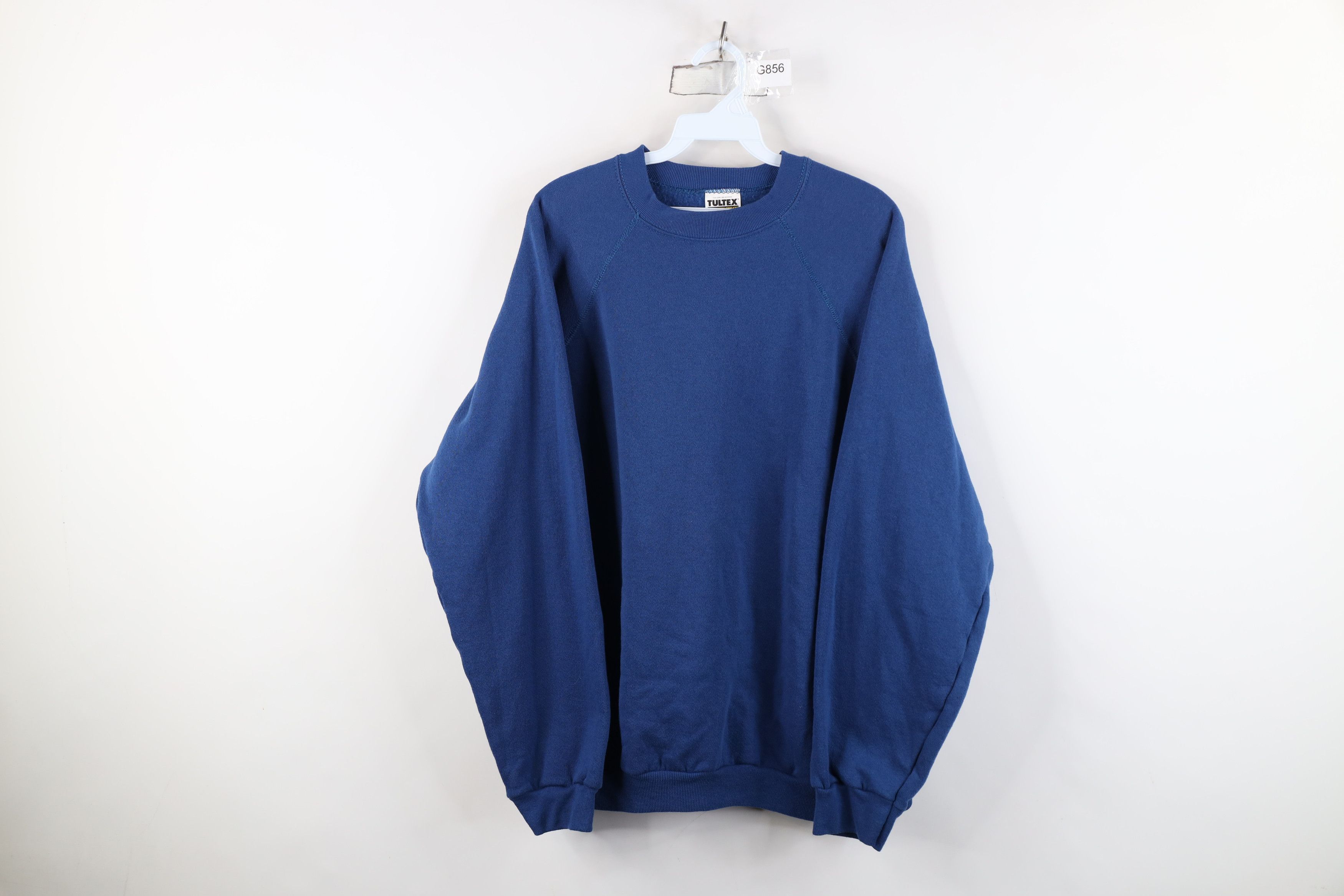 Vintage Vintage 90s Streetwear Blank Crewneck Sweatshirt Blue USA Size US XL / EU 56 / 4 - 1 Thumbnail