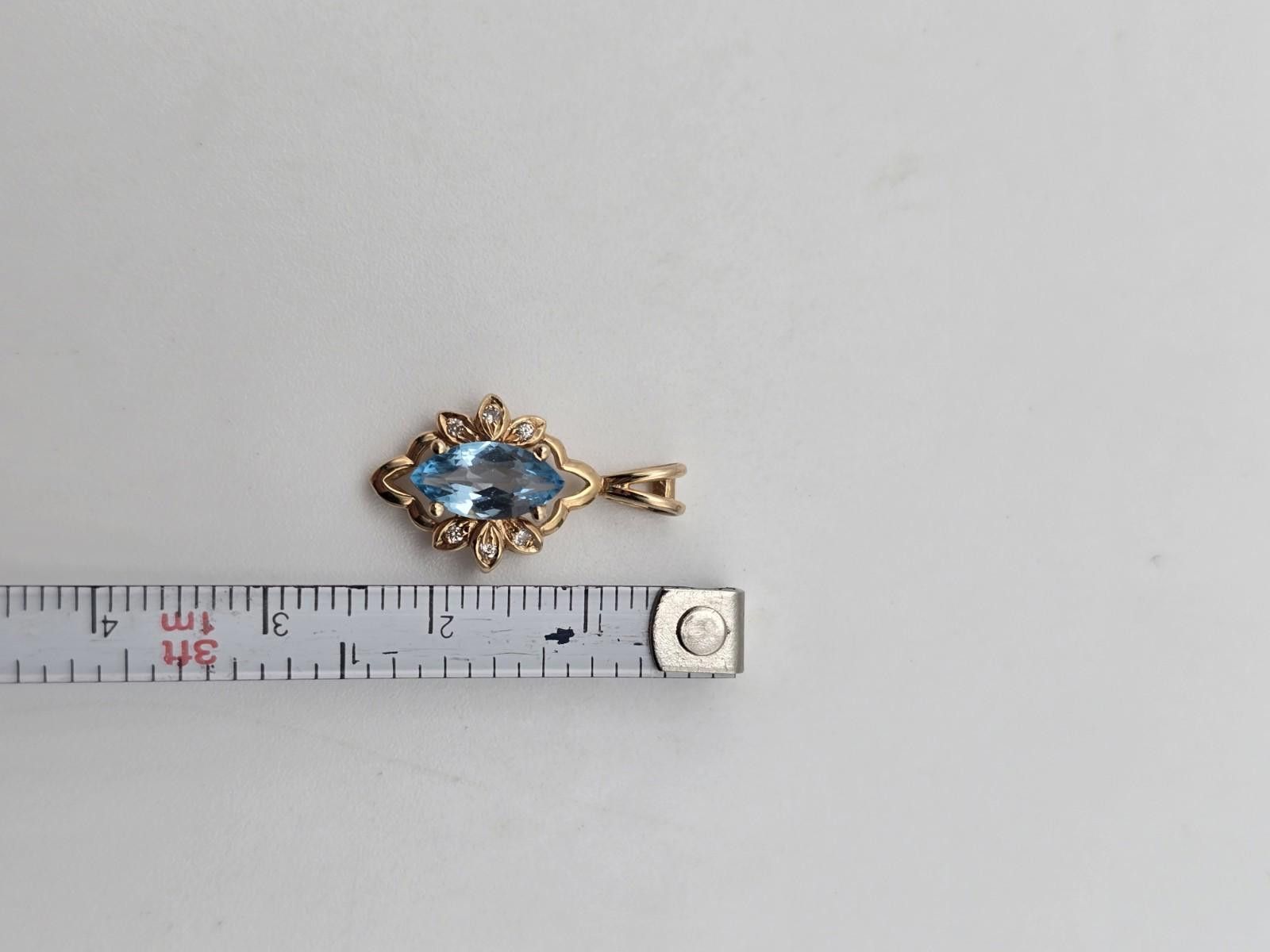 TCB Jeans 14k Gold Pendant Blue Topaz Diamond Accent Vintage T&C Size ONE SIZE - 5 Thumbnail