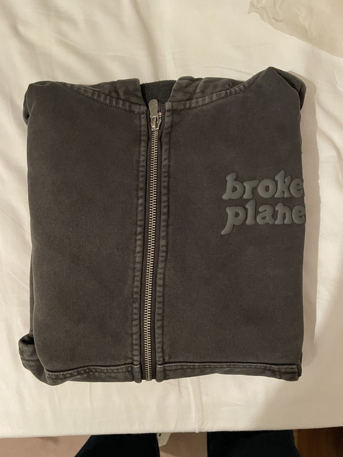 image of Broken Planet Market Basics Zip-Up Hoodie in Washed Black, Men's (Size XS)