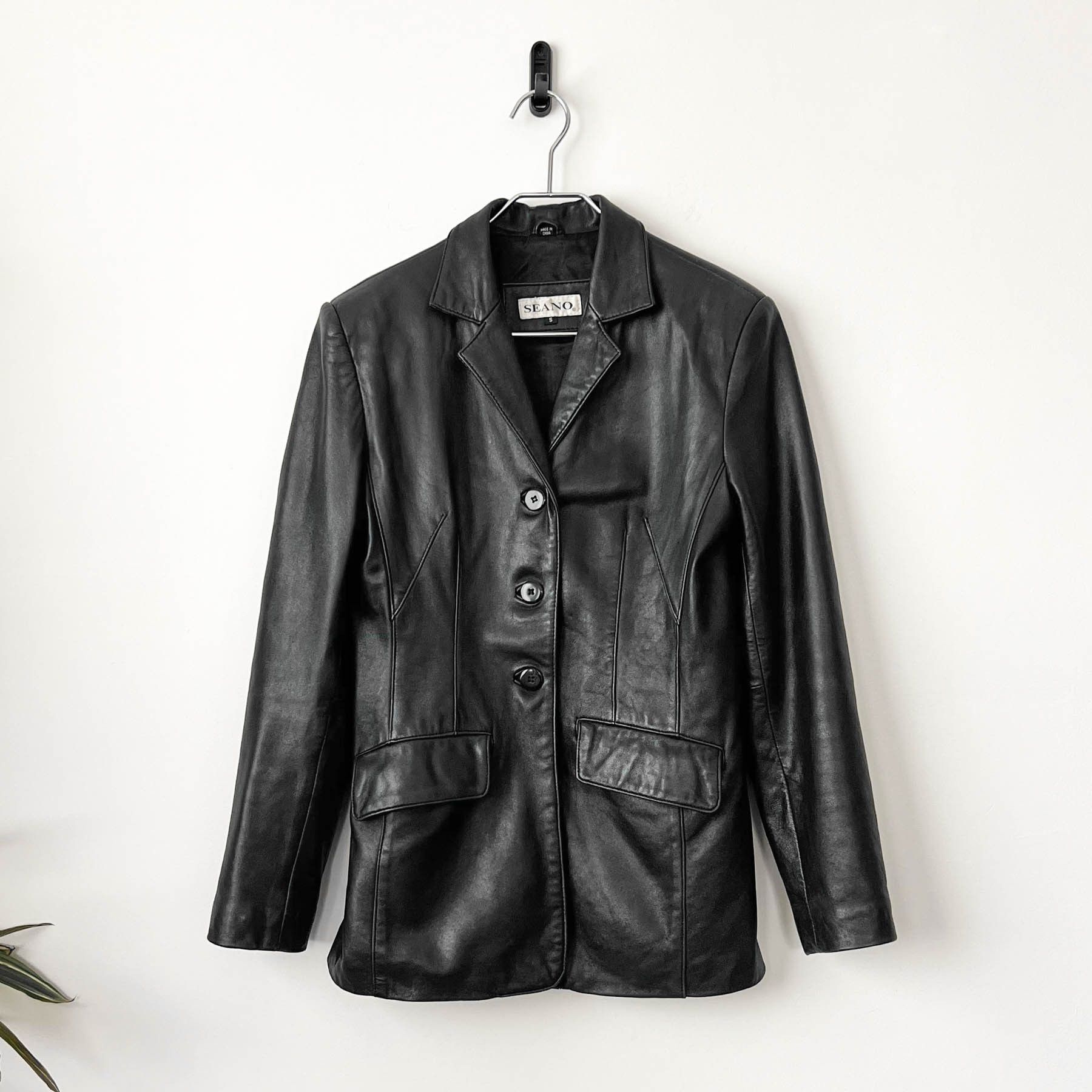 Vintage True Vintage 90's Super Soft Black Leather Overcoat Jacket Size S / US 4 / IT 40 - 1 Thumbnail