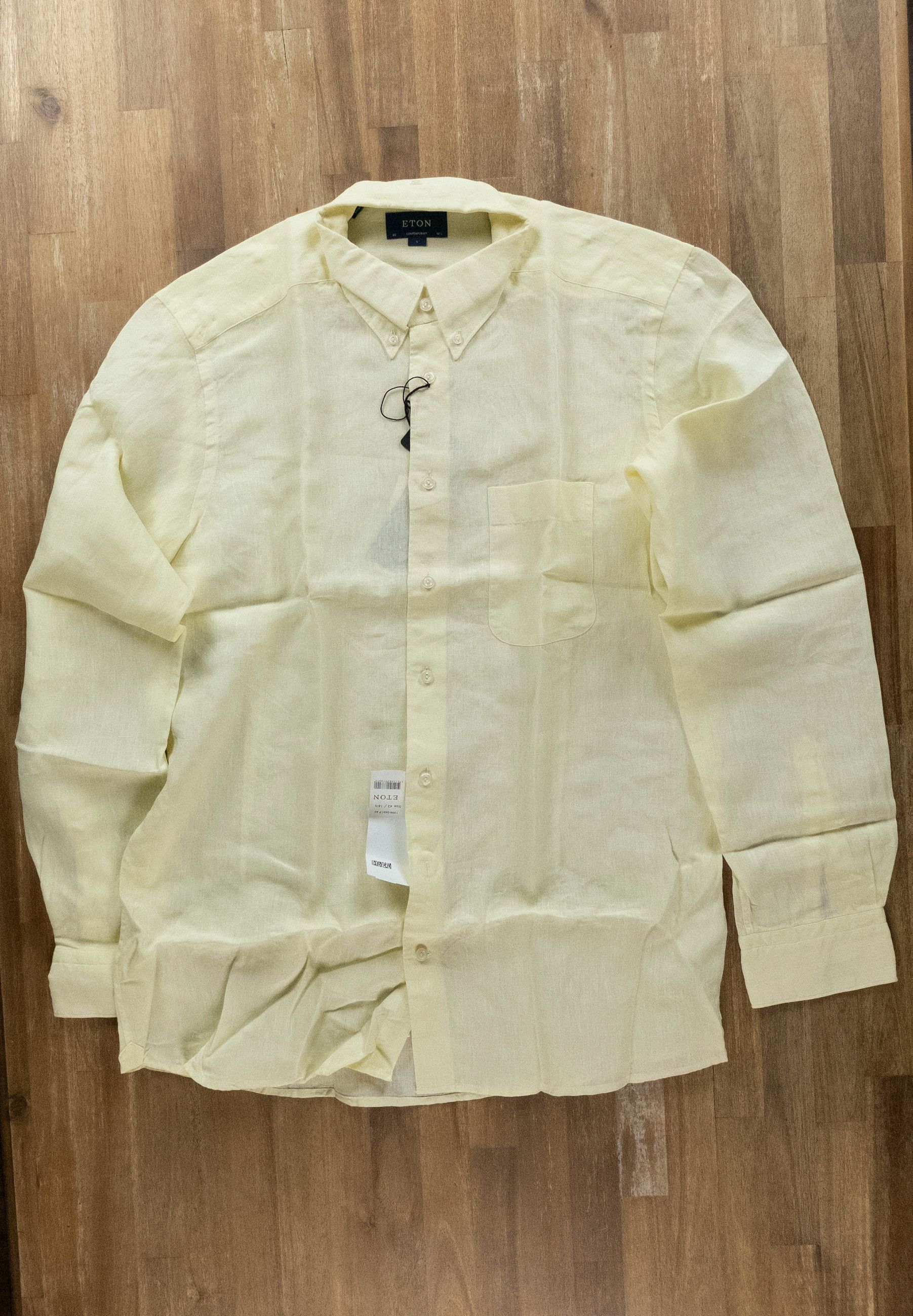 Eton ETON of Sweden contemporary fit yellow linen shirt 42 Large Size US L / EU 52-54 / 3 - 11 Thumbnail