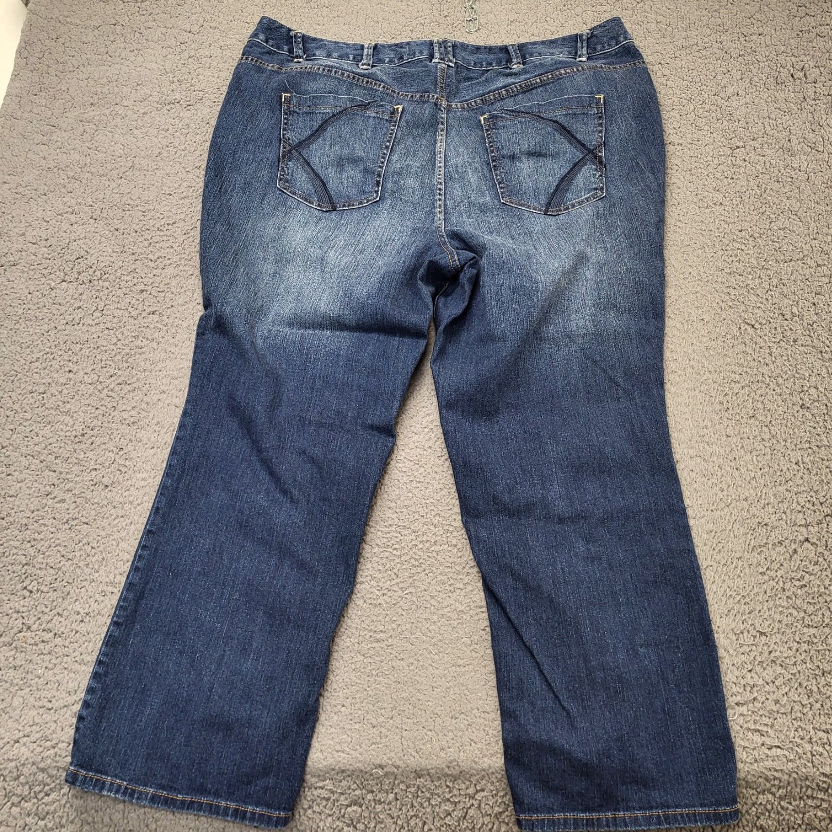 Vintage Lane Bryant Jeans Women's Petite 26P Blue Simply Straight Denim Embroidered 5-Pocket Stretch Modern Comfort Jeans Womens Petite Blue Denim Size 26" / US 2 / IT 38 - 3 Thumbnail