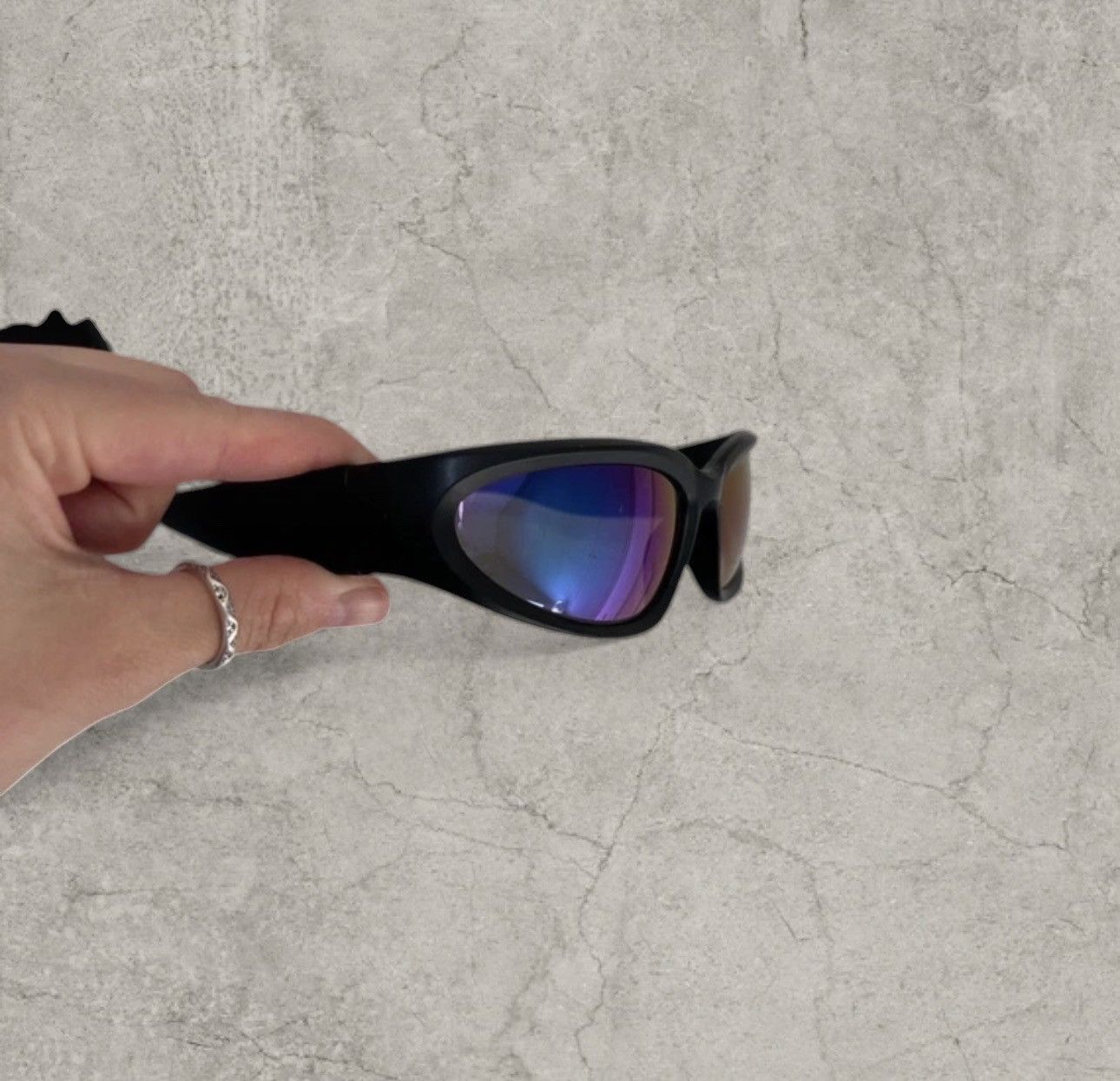 Japanese Brand Cool UV400 alien sunglasses, black/purple lens. One size Size ONE SIZE - 1 Thumbnail