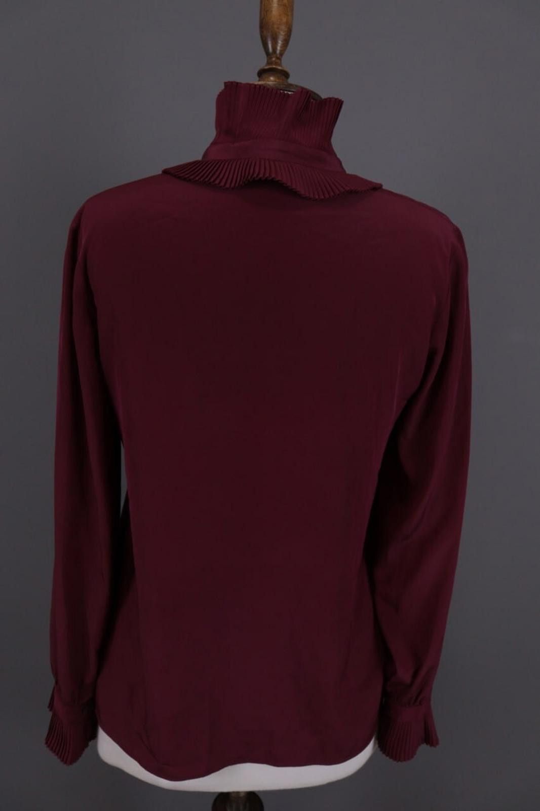 Designer Claudie Pierlot Burgund Pussy Bow Blouse Shirt Size 38 Size M / US 6-8 / IT 42-44 - 8 Thumbnail