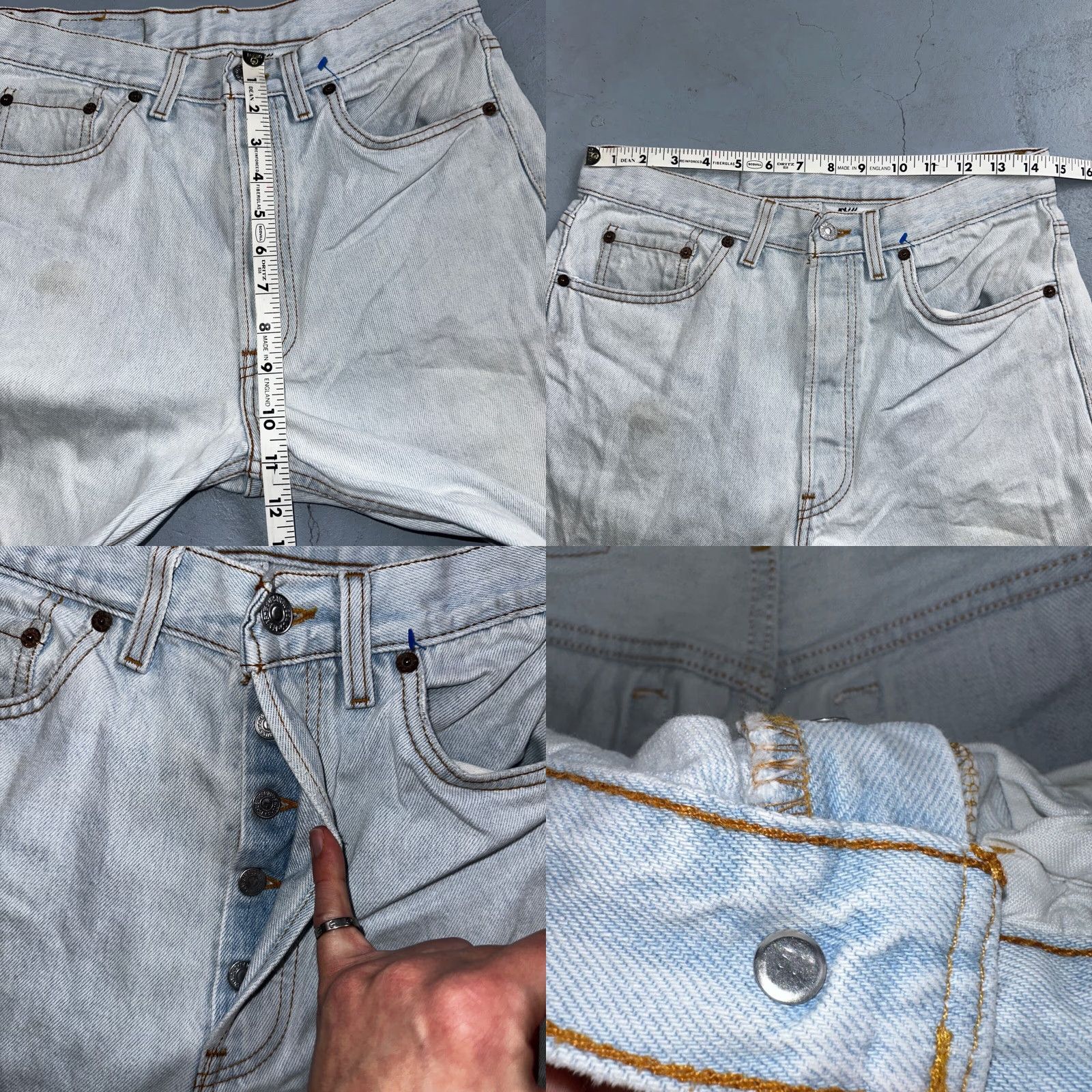 Levi's VINTAGE Levi's 501 Jeans Straight 90s USA Blue Light Wash 32x34 Mens Regular Denim Cotton Button Rise Mid 10-12 Patched 34 Inseam 32 Size US 32 / EU 48 - 8 Thumbnail