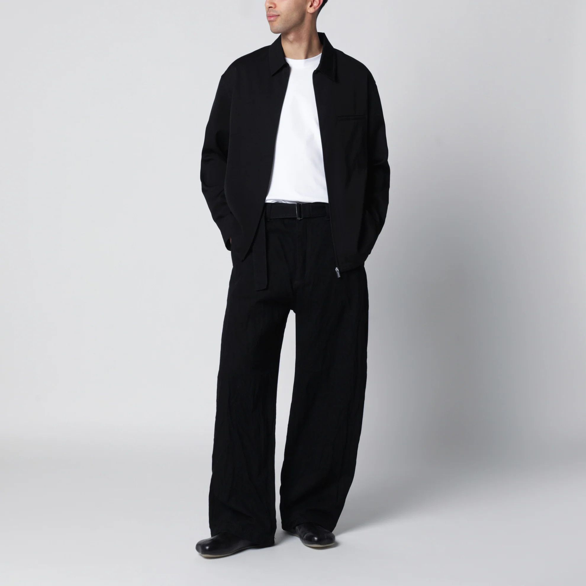 Jacquemus o1d2blof0526 Wool Zip Up Shirt in Black Size US S / EU 44-46 / 1 - 1 Thumbnail