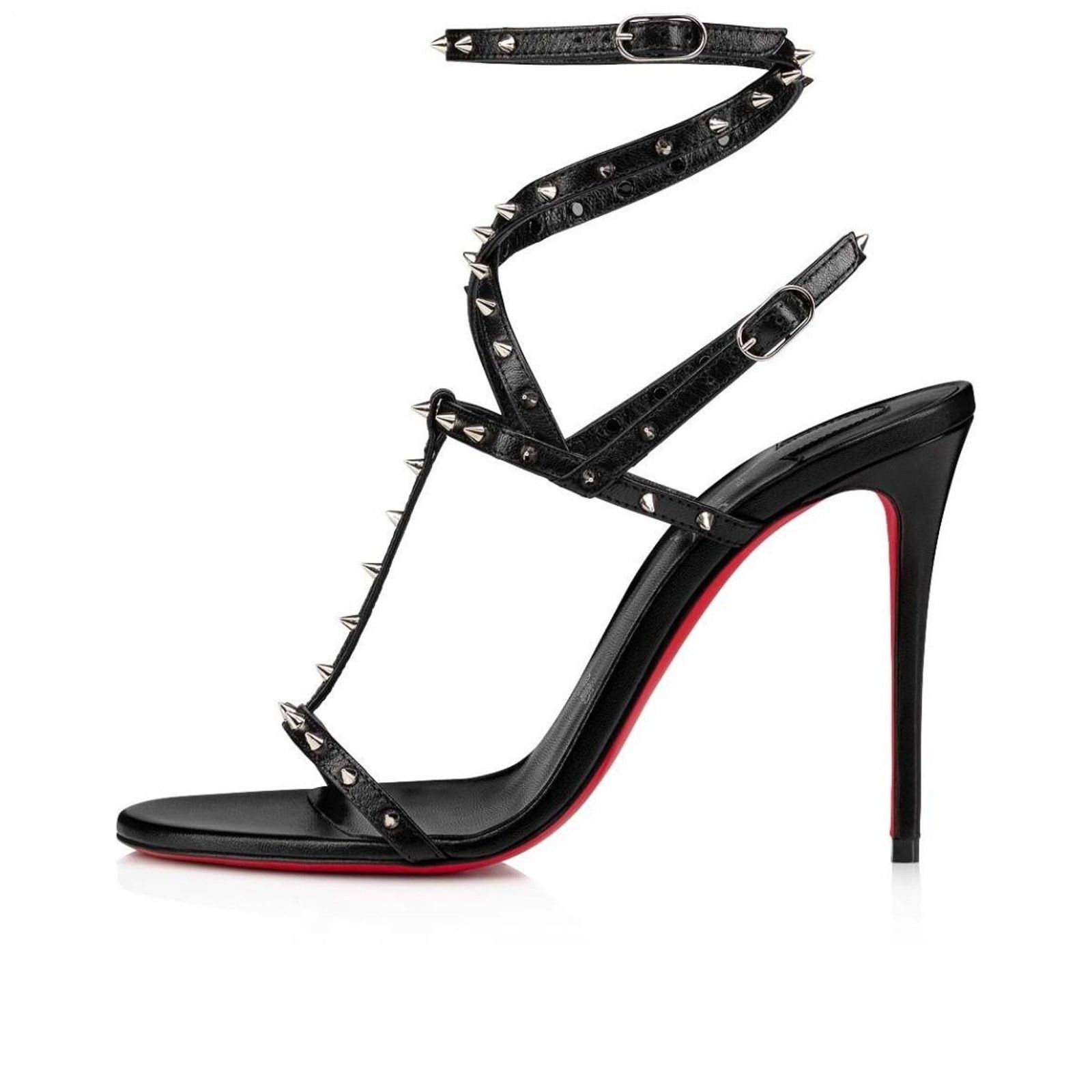 Christian Louboutin Bombina Spikes 100 Black Ankle Strappy Sandal Heel Pump 36 Size US 6 / IT 36 - 5 Thumbnail