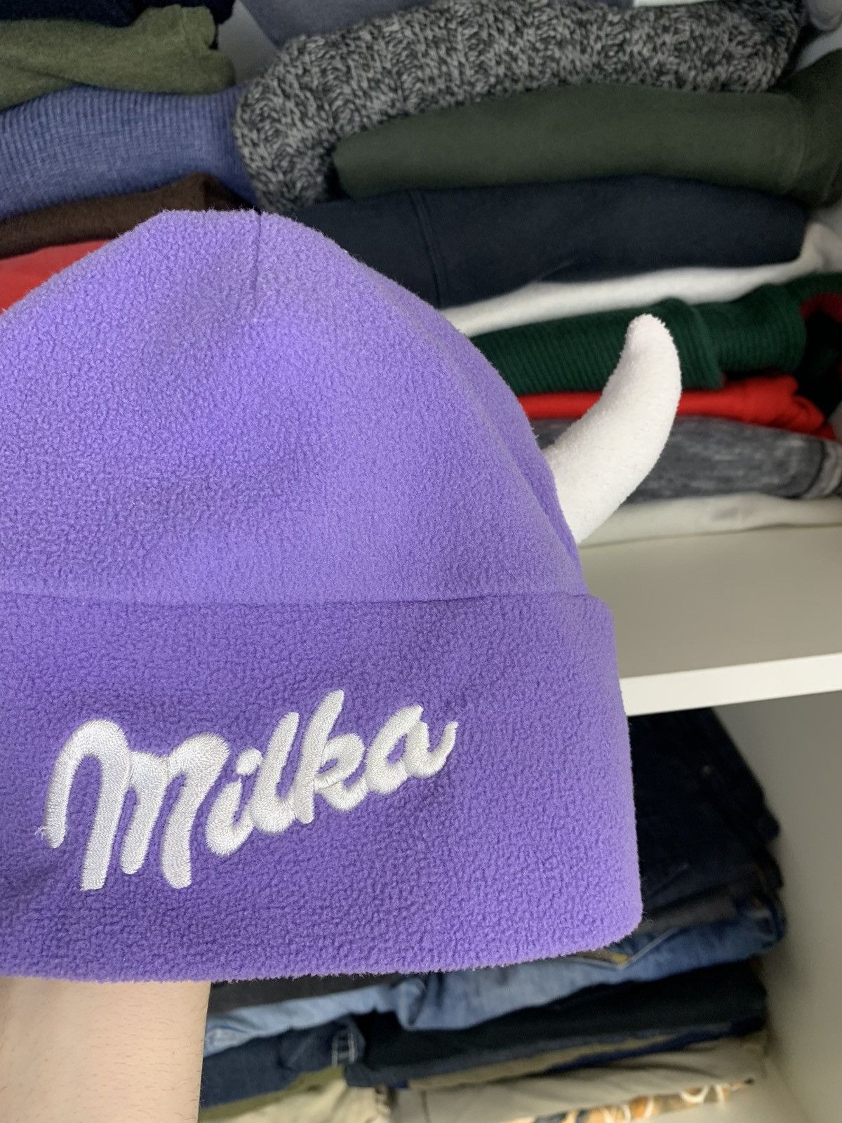 Other Y2K Milka Fleece Hat Size ONE SIZE - 6 Thumbnail