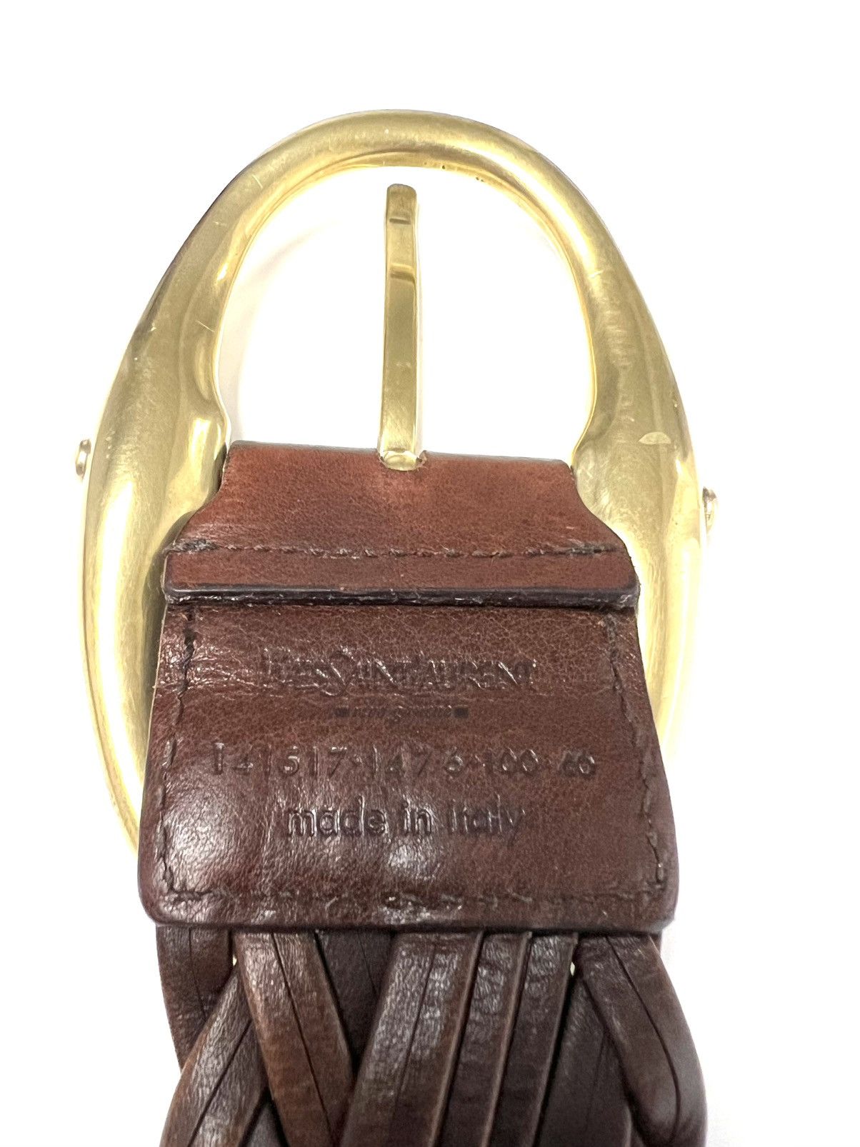 Yves Saint Laurent YVES SAINT LAURENT GOLD TONE BUCKLE W/ BRAIDED LEATHER BELT Size ONE SIZE - 15 Thumbnail