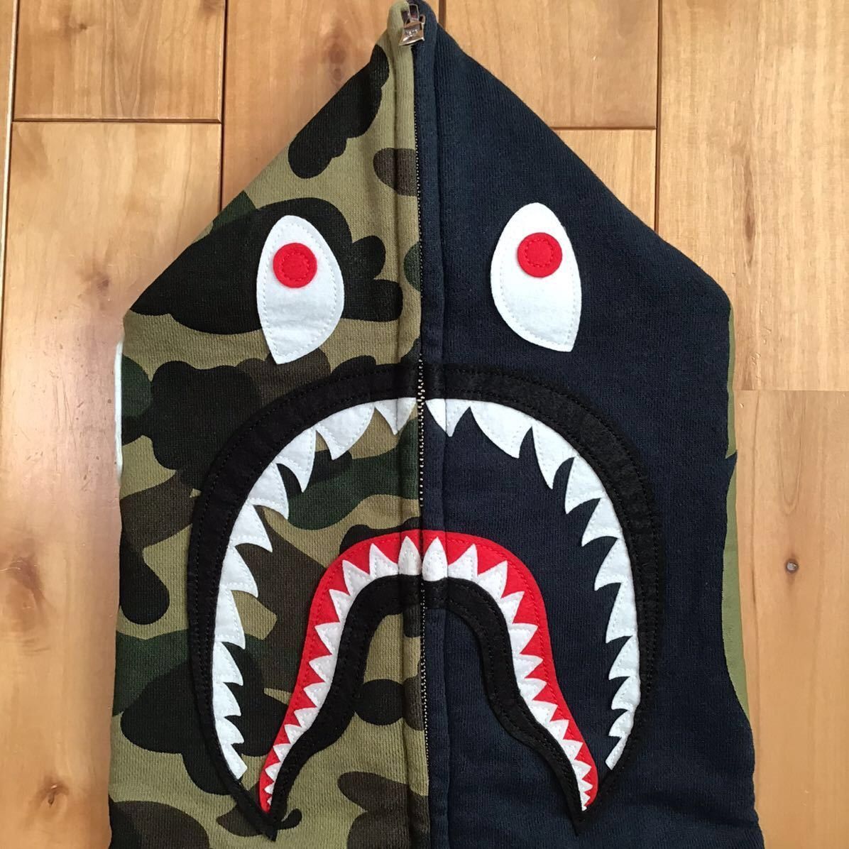 Bape × Nigo BAPE 1st camo green × navy shark full zip hoodie APE NIGO Size US M / EU 48-50 / 2 - 3 Thumbnail