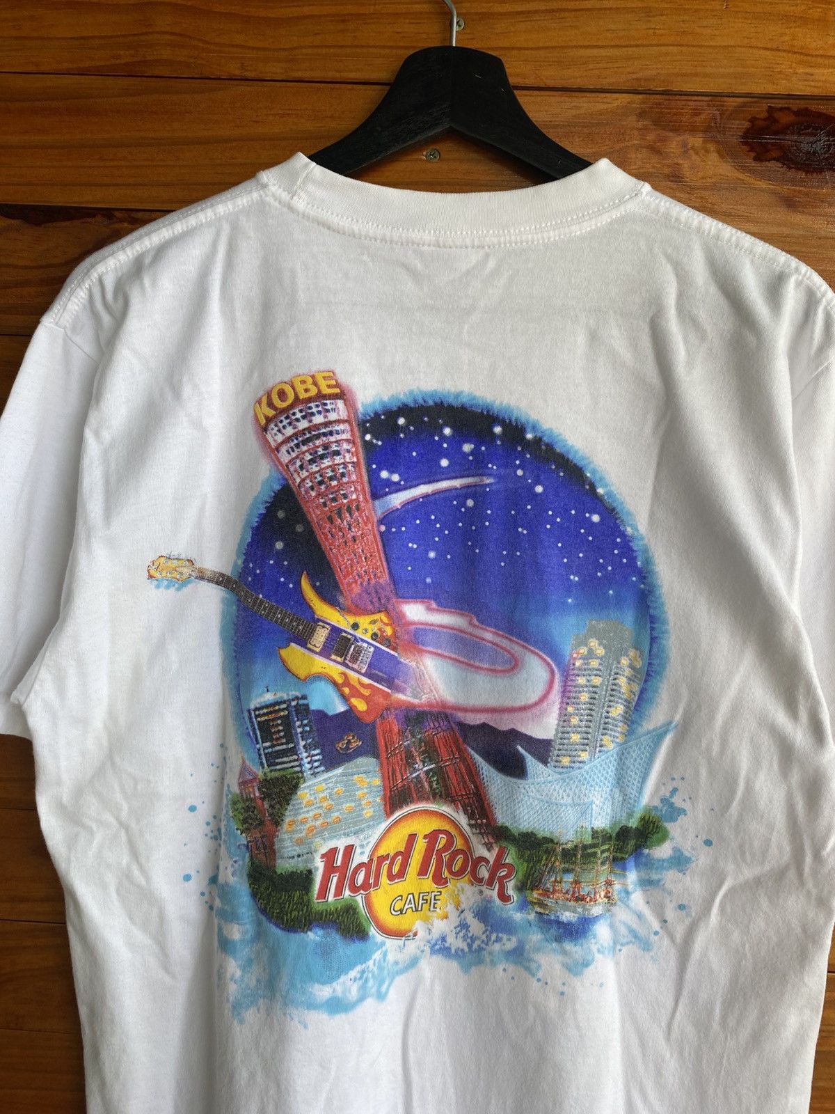 Hard Rock Cafe Vintage 90s Hard Rock Cafe Kobe Japan White Graphic Size US M / EU 48-50 / 2 - 6 Thumbnail