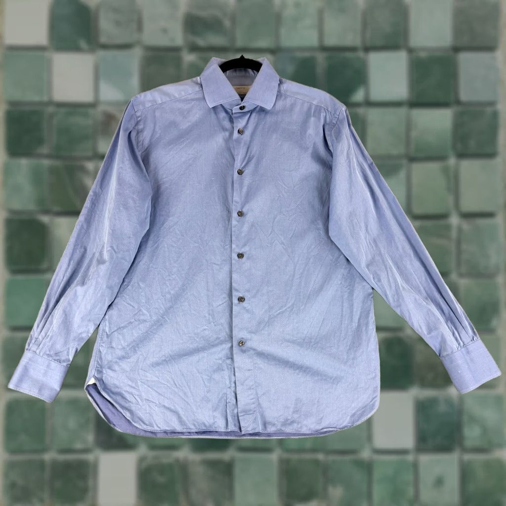 Ermenegildo Zegna Gritti Shirt Mens 16.5 Blue Twill Cotton Dress Ermenegildo Zegna Dress Shirt Mens 16.5 Blue Twill Cotton Size 46R - 1 Thumbnail