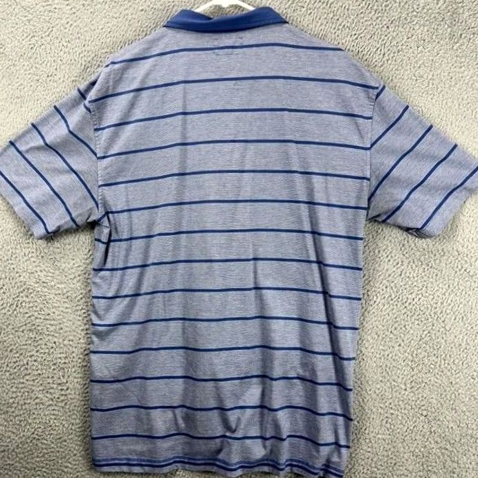 Vintage Linksoul Polo Shirt Mens XL Blue Wide Pinstripe Luxury Cotton Rugby Walking Collared Tempus Fugit Size US XL / EU 56 / 4 - 2 Thumbnail