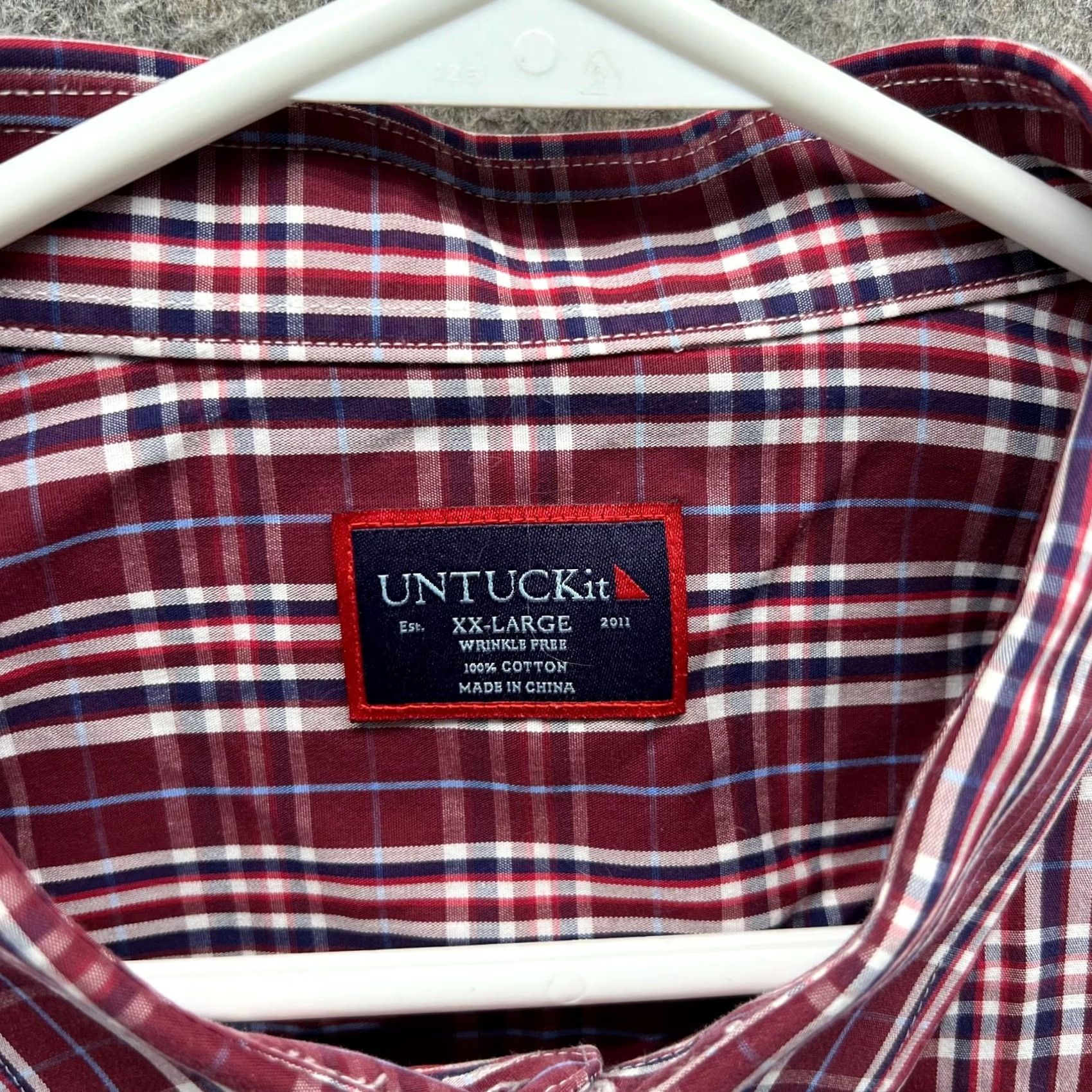 UNTUCKit UNTUCKit Shirt Men XXL Red Button-Down Wrinkle Free Glen Plaid Preppy Check Shirt Size US XXL / EU 58 / 5 - 7 Thumbnail