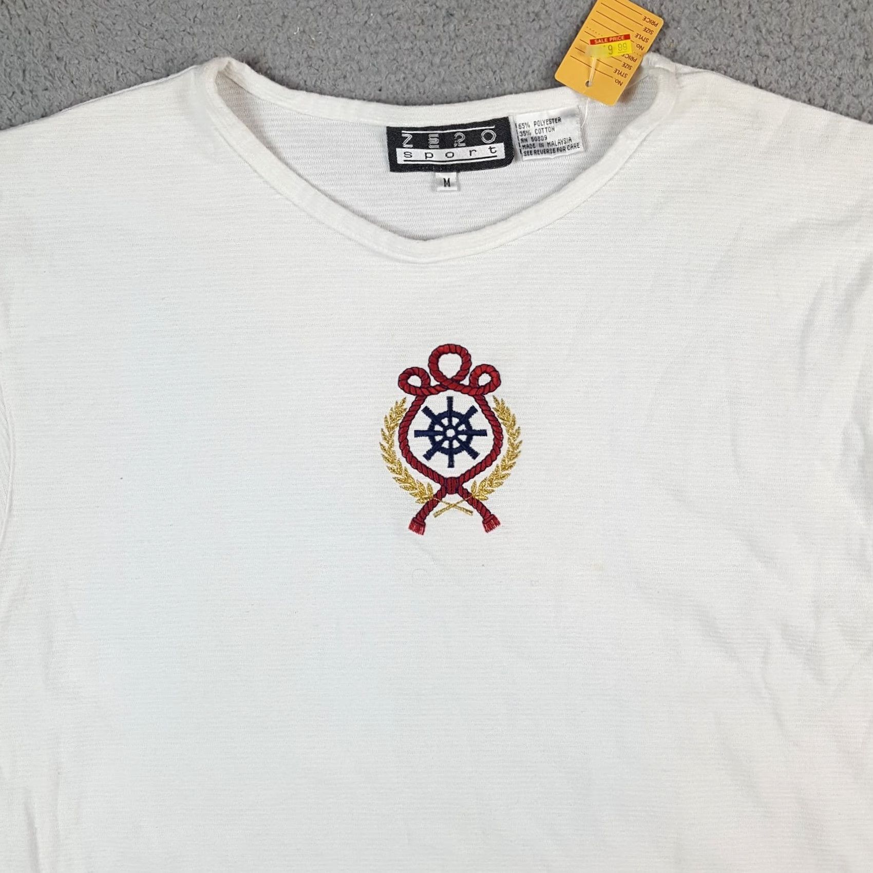 Vintage VINTAGE 90s Nautical Boat Women's Size M T-Shirt Top Short Sleeve Crew Neck Cotton Embroidered White Beach Shirt Mens? No Size M / US 6-8 / IT 42-44 - 3 Thumbnail