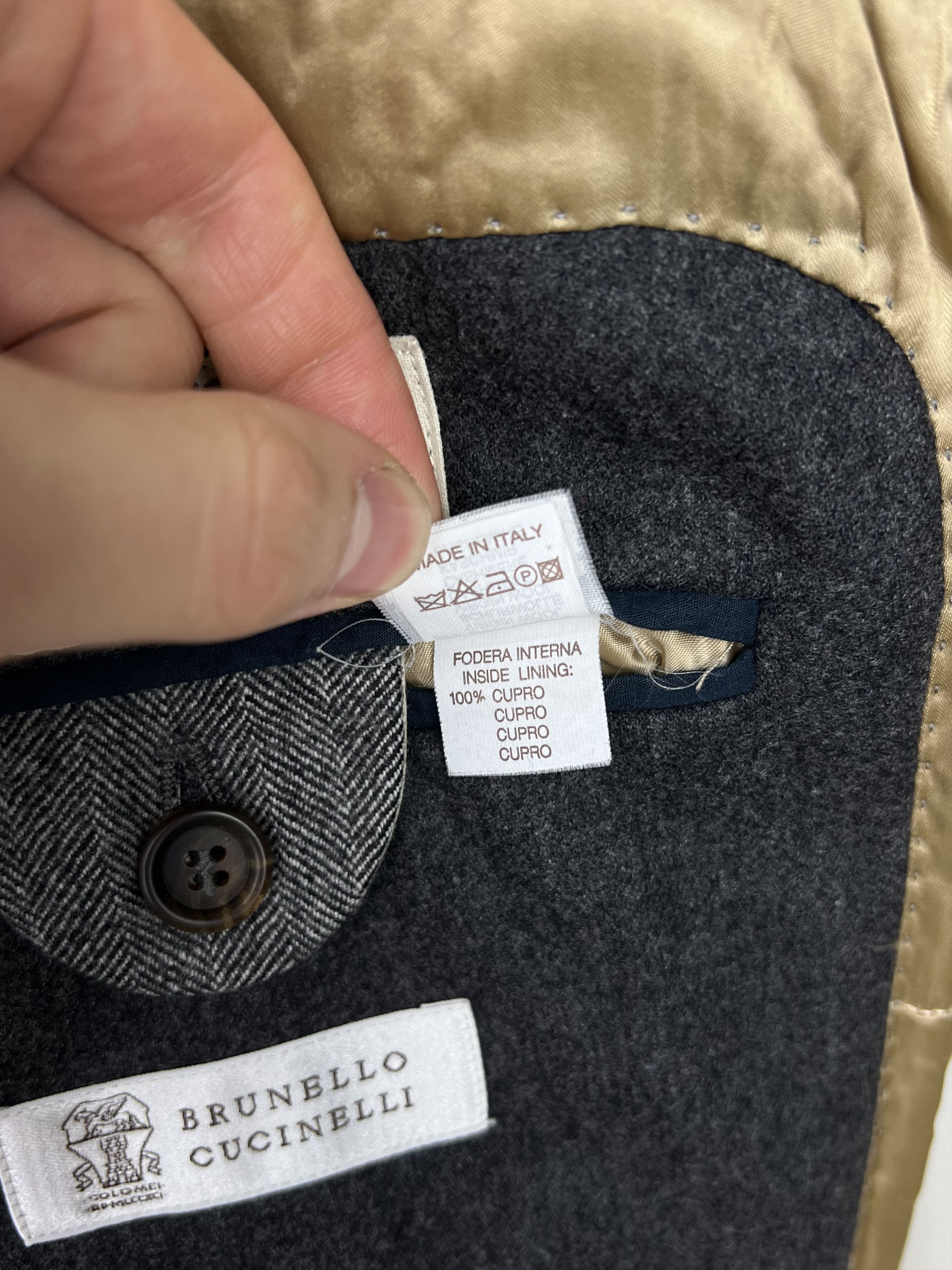 Brunello Cucinelli Single-Breasted Herringbone Wool\Cashmere Overcoat Size US L / EU 52-54 / 3 - 14 Thumbnail