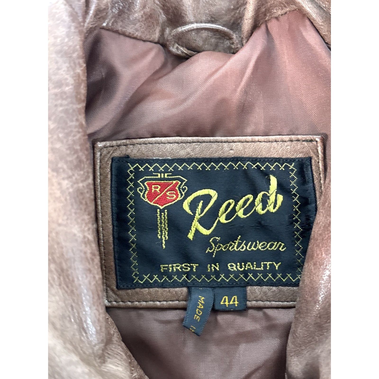 Vintage VINTAGE Reed Sportswear Leather Jacket Men's Bomber Size M/L Brown Full Zip Jacket Size US M / EU 48-50 / 2 - 4 Thumbnail