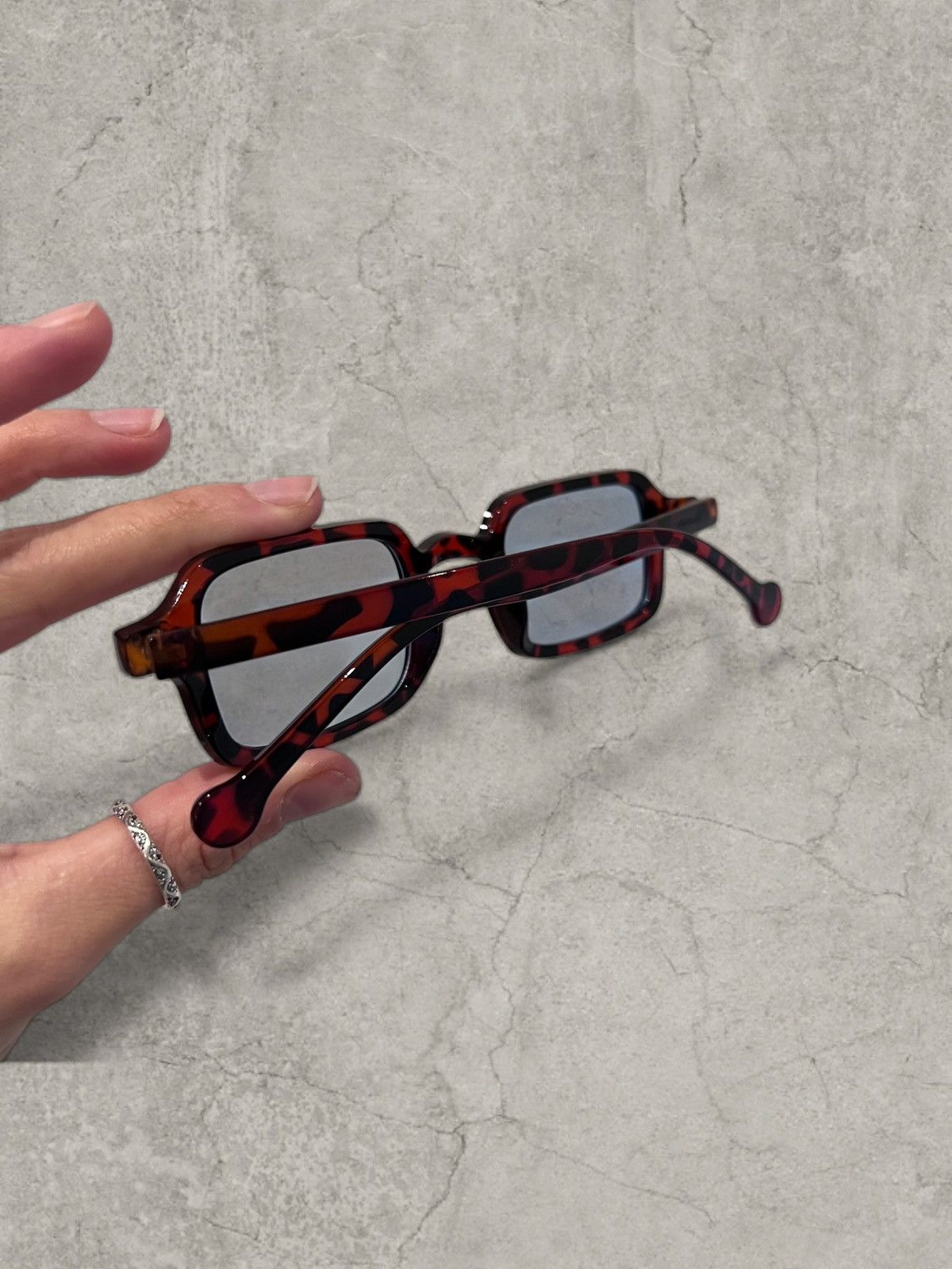 Japanese Brand UV400 square sunglasses in brown with blue lens. One size. Size ONE SIZE - 4 Thumbnail
