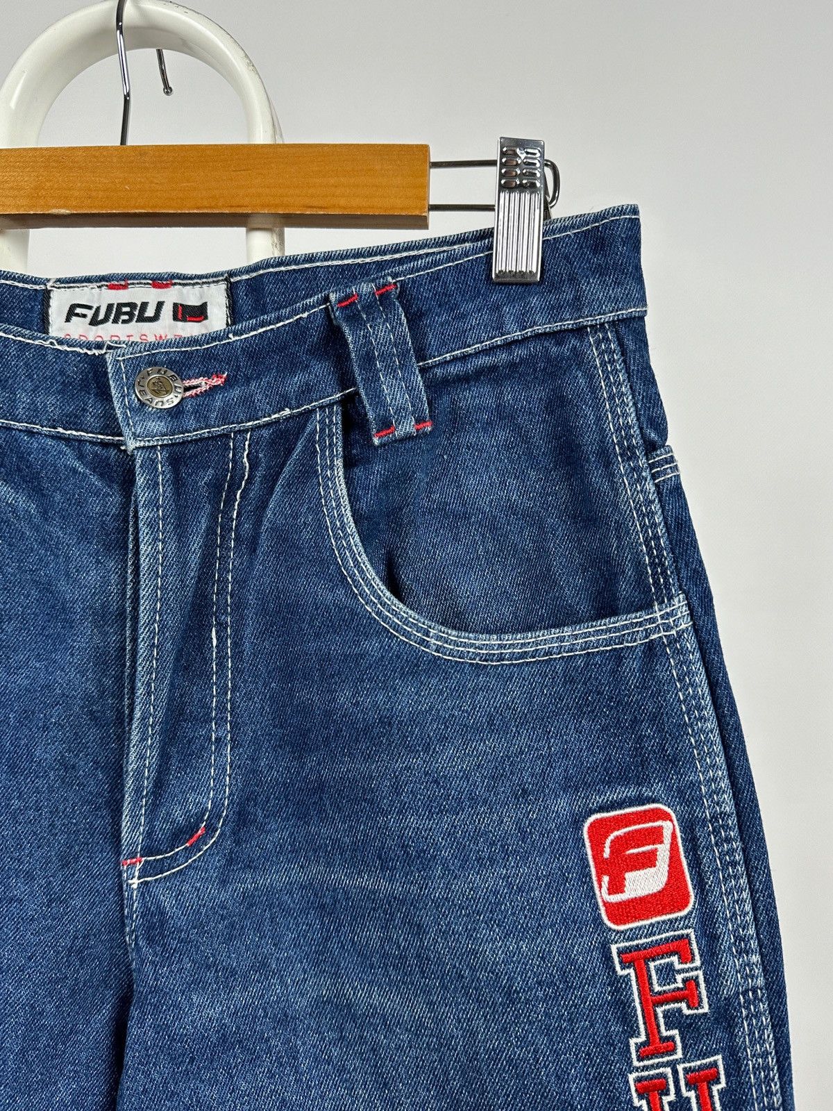 Fubu Vintage Fubu Sports Cargo Baggy Denim Pants Rap Style Size US 28 / EU 44 - 9 Thumbnail