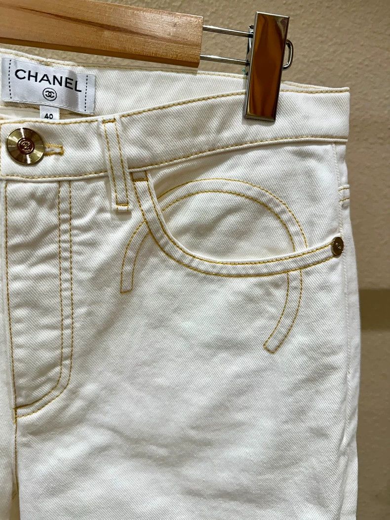 Chanel Chanel Embroidered white jeans Size 26" / US 2 / IT 38 - 4 Thumbnail