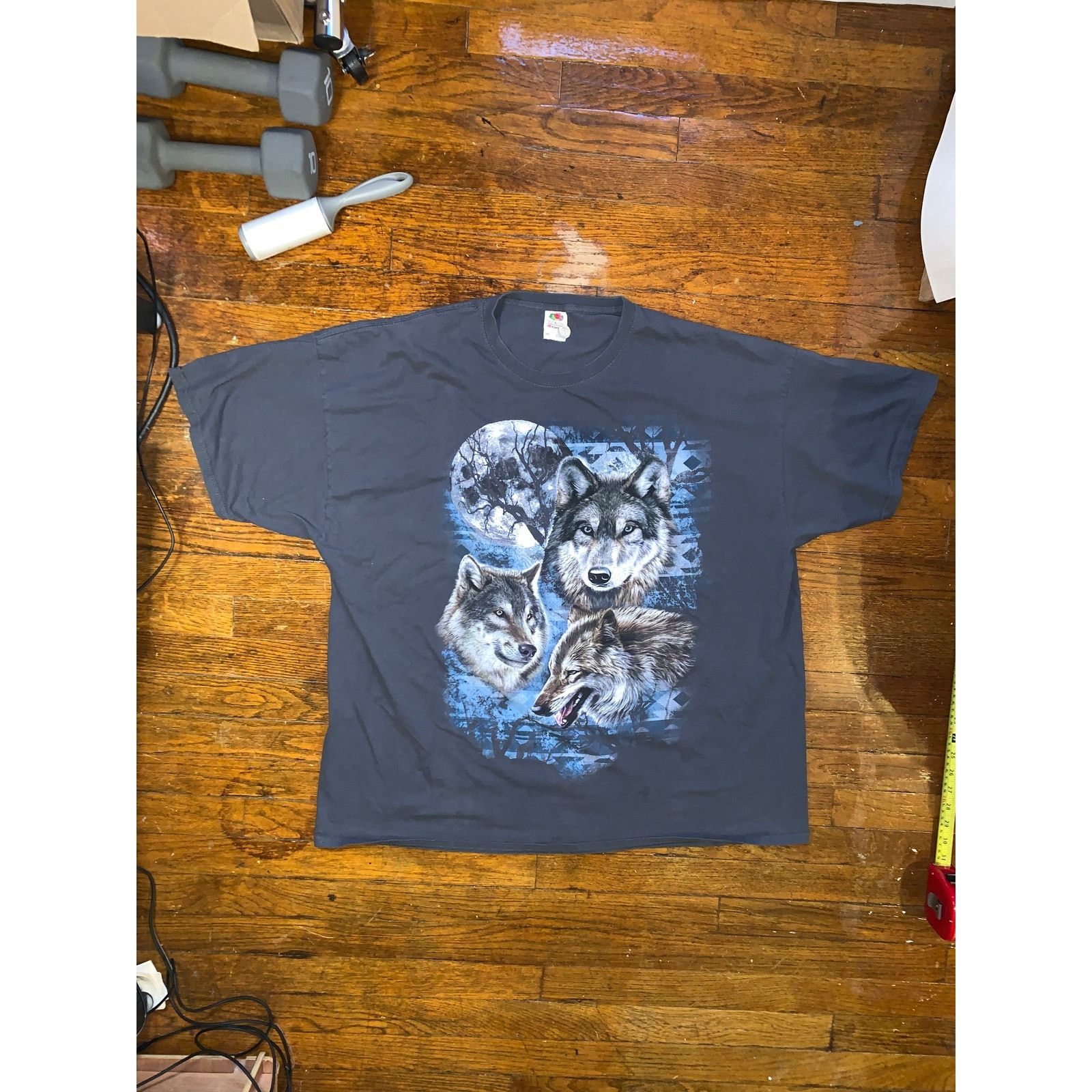 Fruit Of The Loom × Other Wolf Nature Graphic T Shirt 3XL Dark Gray Wildlife Tee USA Size US XXL / EU 58 / 5 - 1 Thumbnail