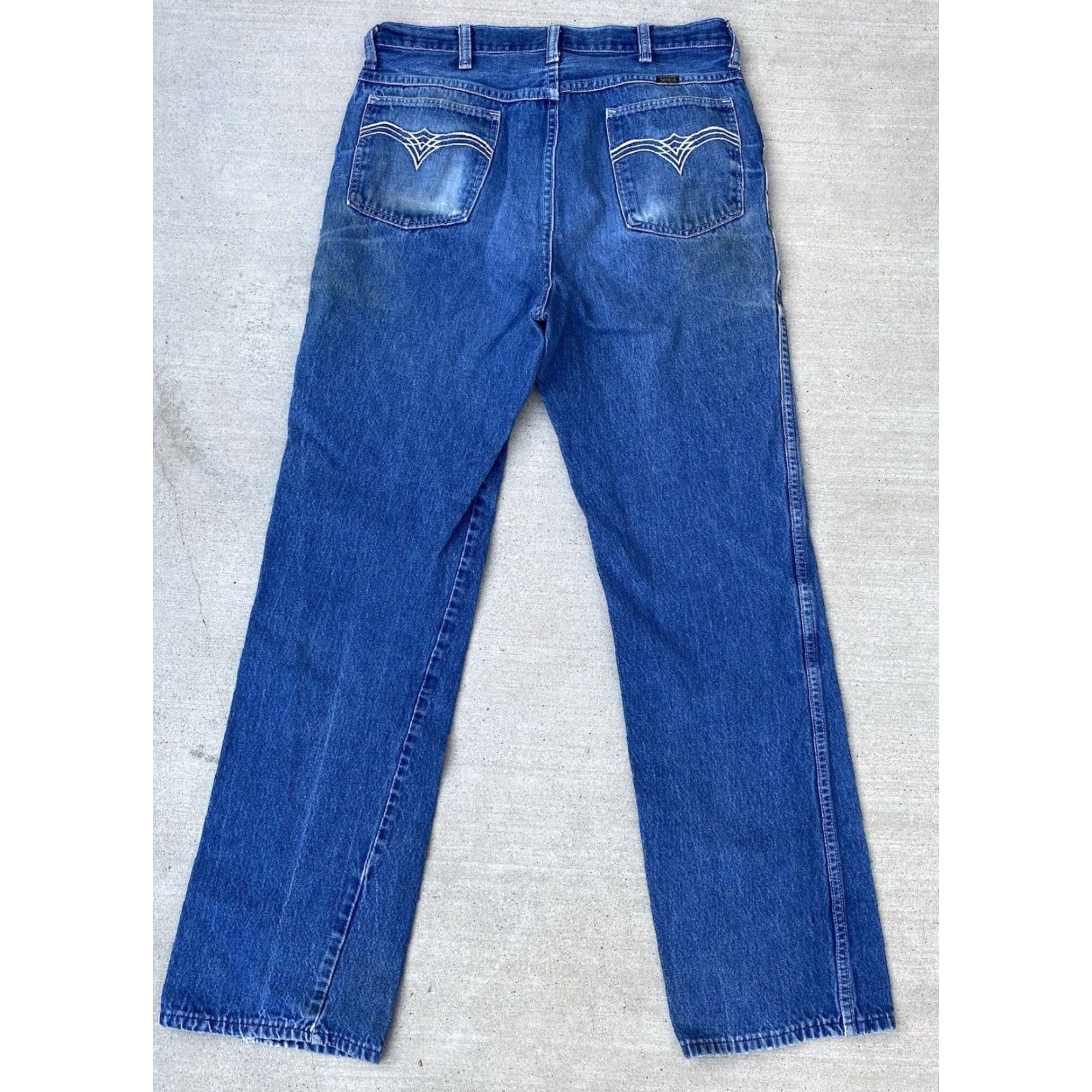 Vintage VINTAGE Maverick Jeans 34 XL 33 Waist 33 Inseam 33 Western Cowboy Denim Blue 100% Cotton Embroidered Pockets Zipper Rise High Stretch Not Distressed Size US 34 / EU 50 - 4 Thumbnail