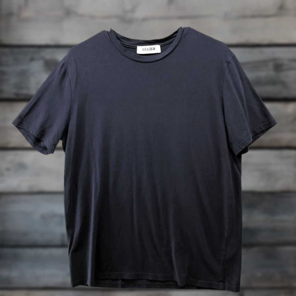 Vintage Blue And Cream NY T Shirt Mens L Navy Blue Short Sleeve Crewneck Modal Blend Shirt Size US L / EU 52-54 / 3 - 1 Thumbnail