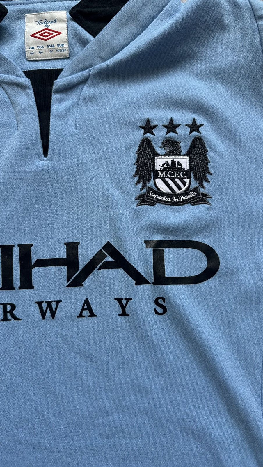 Umbro 2012/13 Umbro Manchester City Vintage Home Soccer Jersey Size US L / EU 52-54 / 3 - 9 Thumbnail
