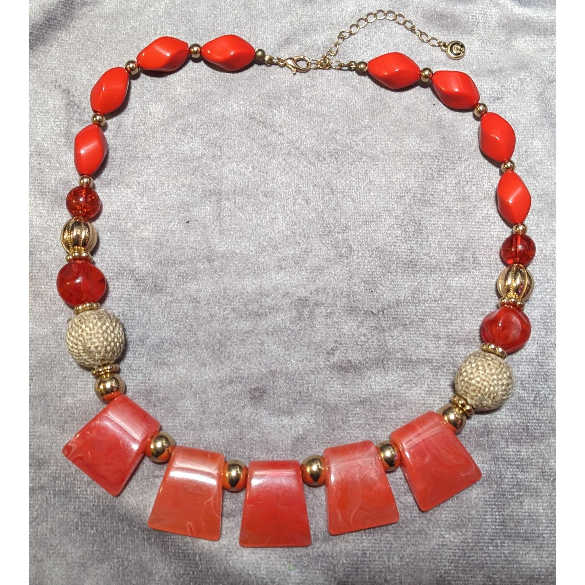 Other 1946 Collection Red And Gold Beaded Statement Necklace Size ONE SIZE - 8 Thumbnail