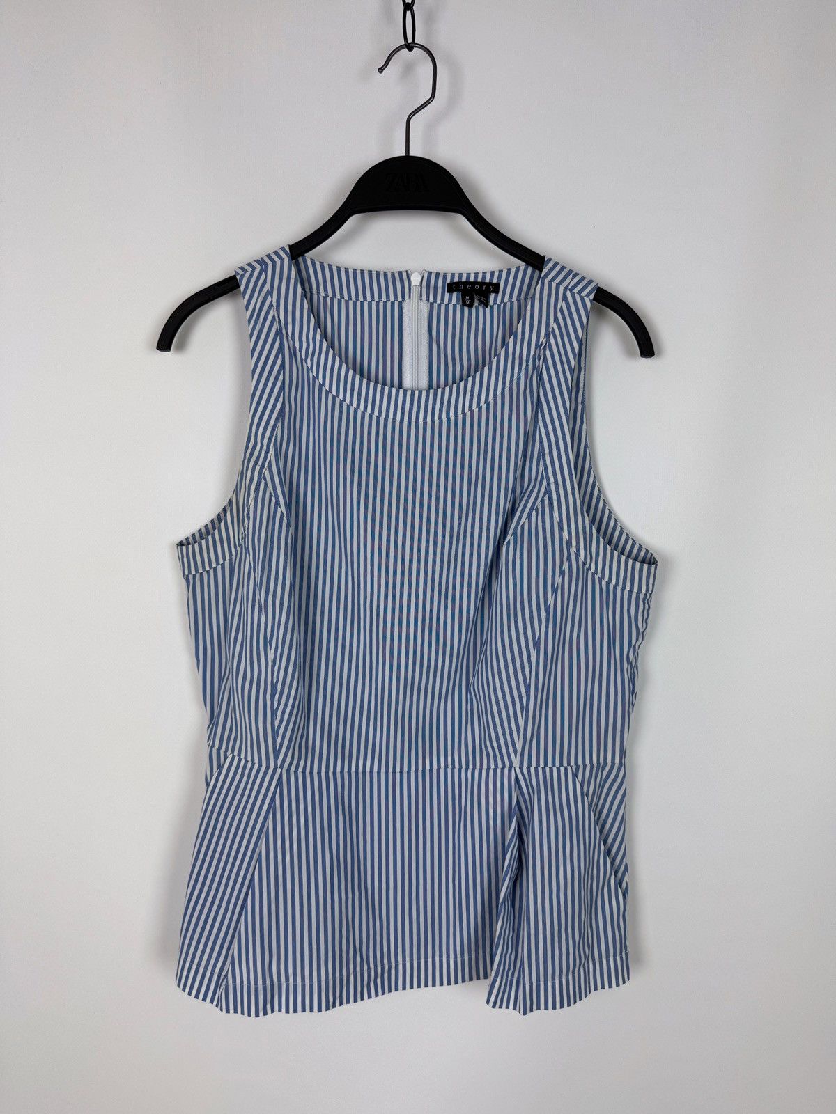 Theory Theory Striped Cotton Blend Sleeveless Blouse Size M / US 6-8 / IT 42-44 - 2 Thumbnail