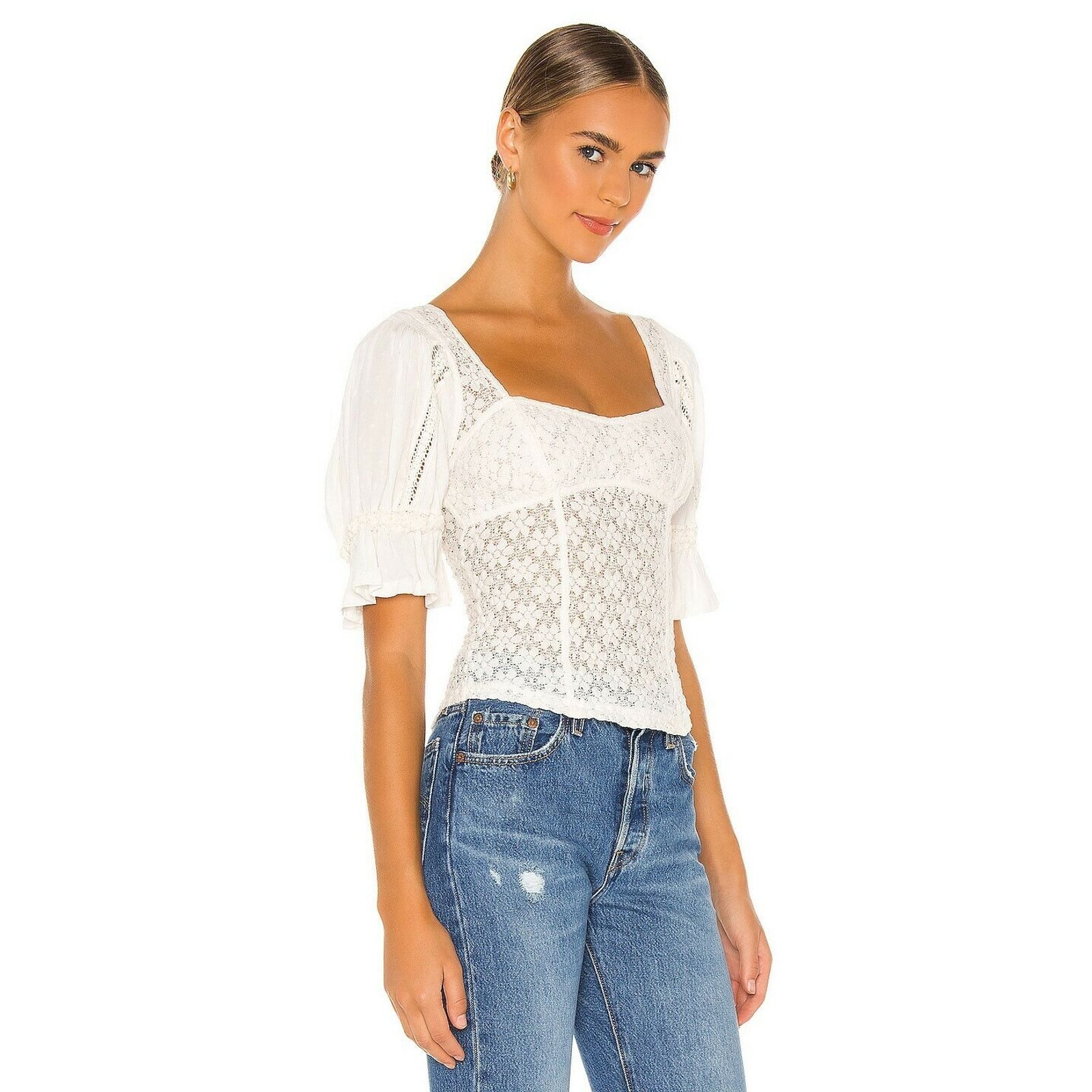 Free People Free People Spring Fling Crochet Top Ivory XL women A002088 Size XL / US 12-14 / IT 48-50 - 3 Thumbnail