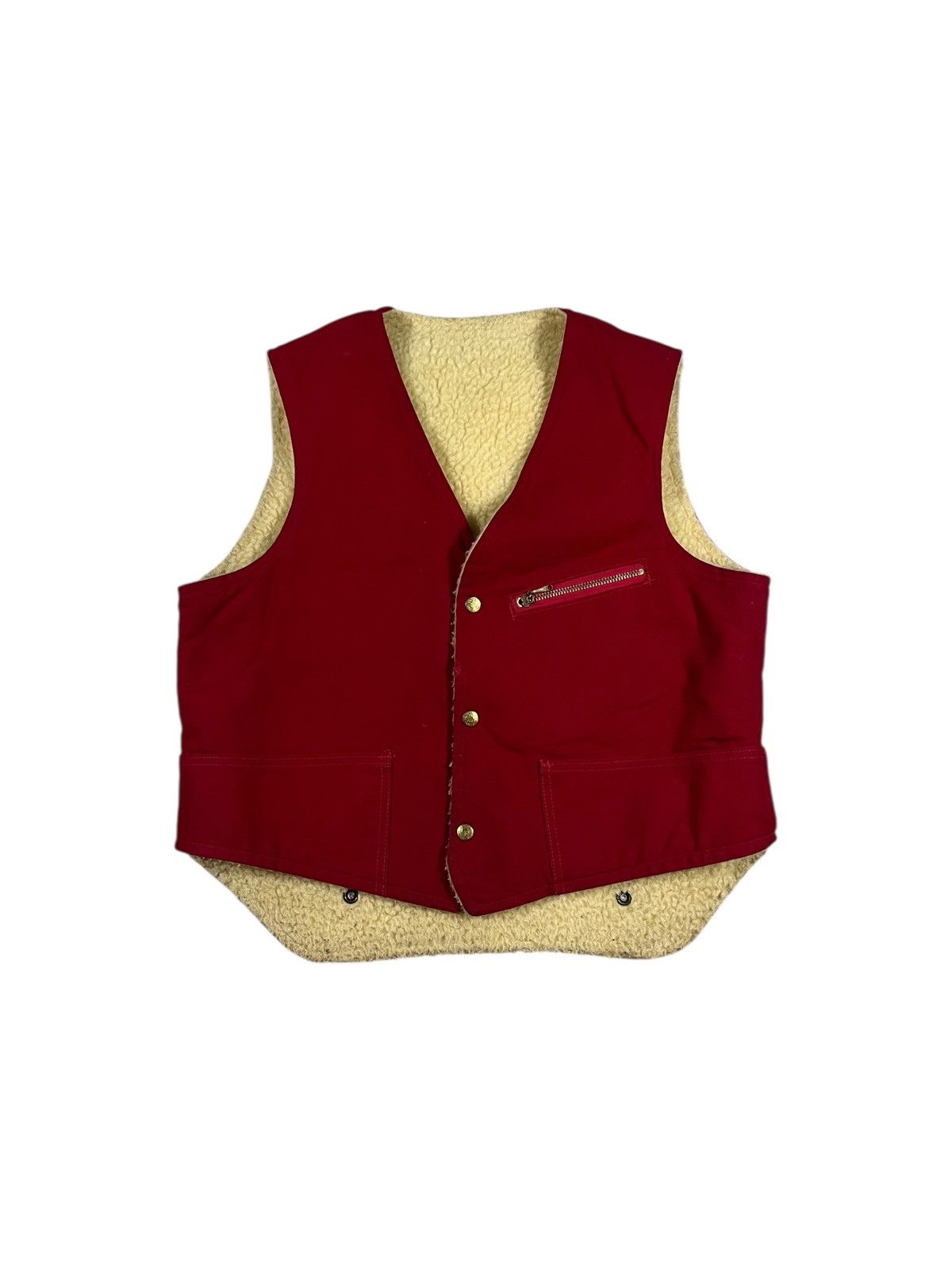 Vintage Vintage 60s Carters Red Shearling Hunting Vest Size US M / EU 48-50 / 2 - 1 Thumbnail
