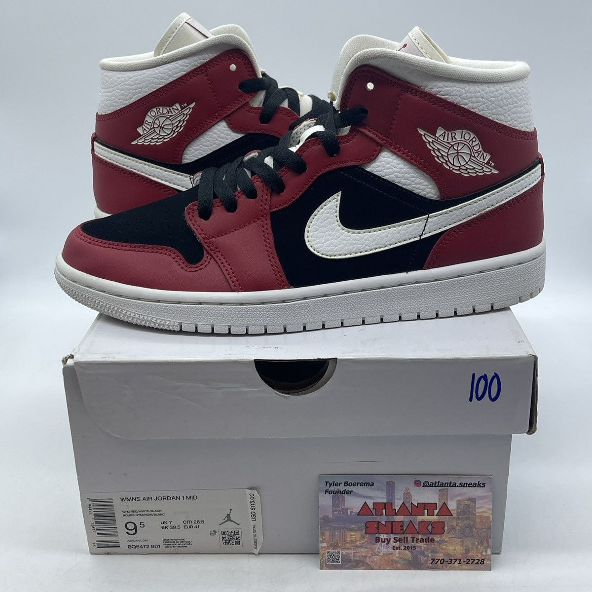 Jordan Brand Air Jordan 1 mid gym red black Size US 9.5 / IT 39.5 - 1 Thumbnail