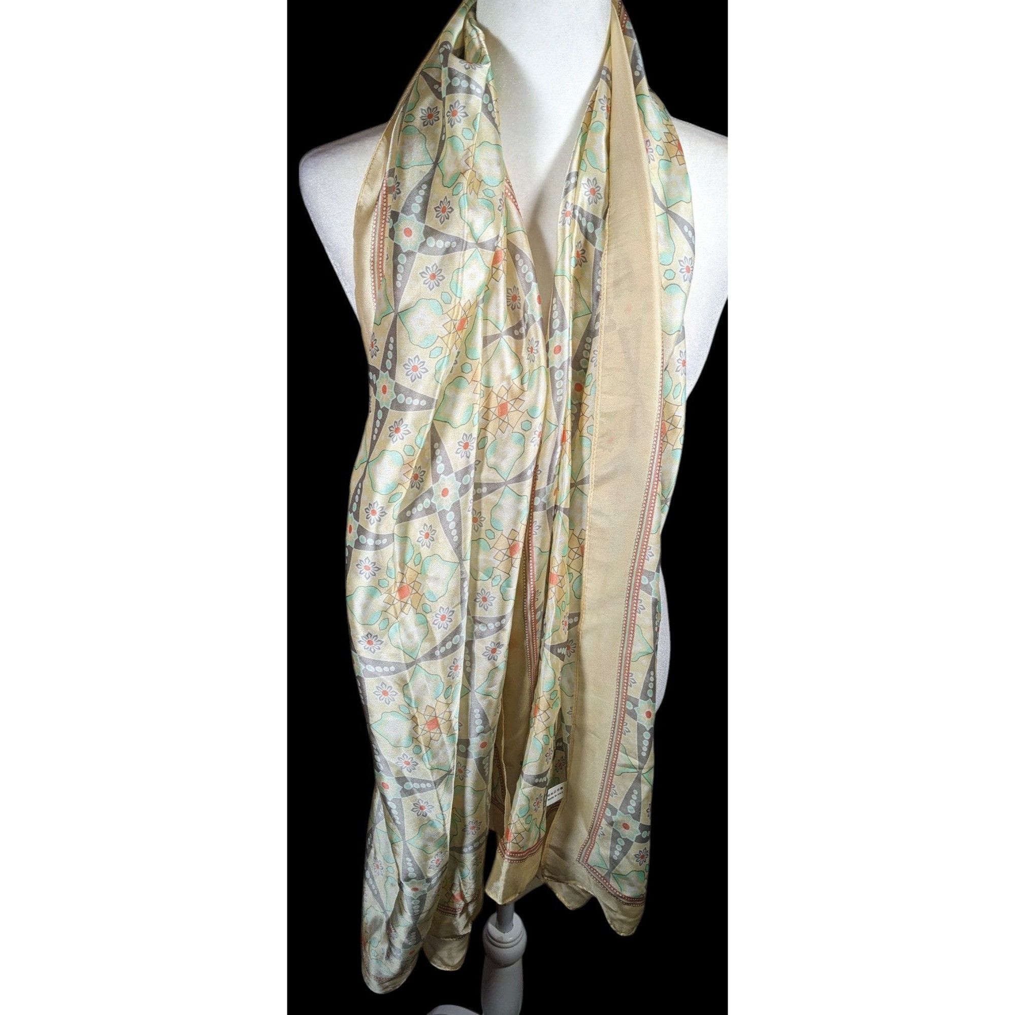 Other Vintage Retro Floral Pastel Yellow Scarf/Shawl/Wrap Size ONE SIZE - 3 Thumbnail