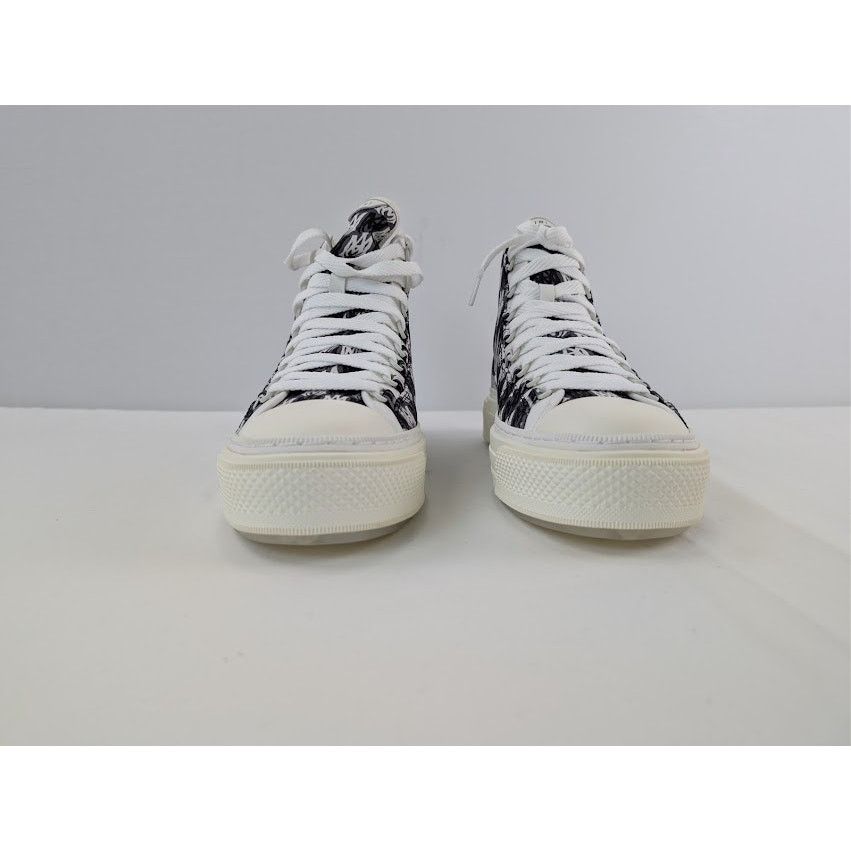 Amiri o1rshd1 Court Hi Allover Logo Sneakers in Black / White Size US 12 / EU 45 - 9 Thumbnail