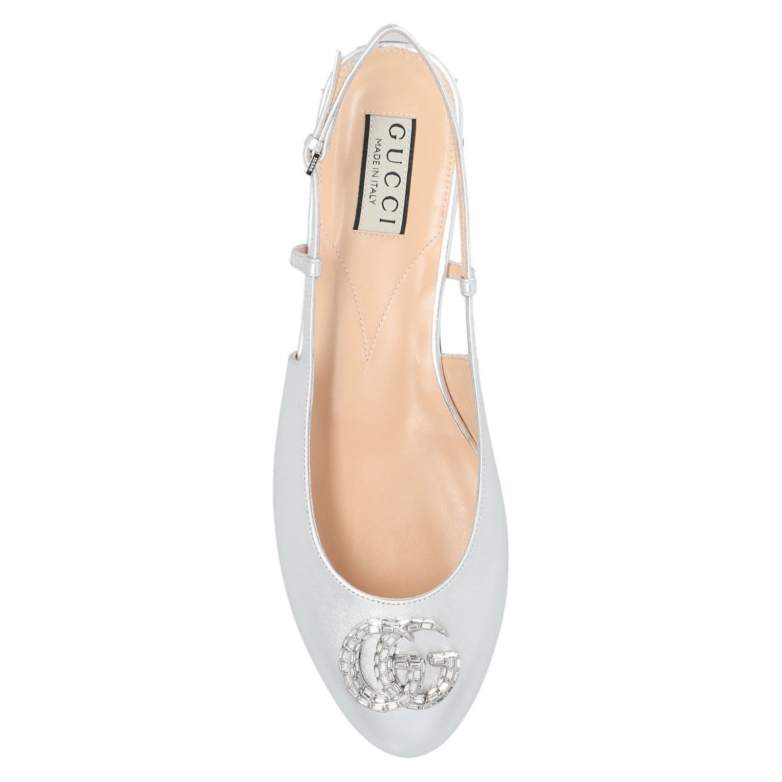 Gucci GUCCI Double G Silver Leather Ballet Flats New & Authentic ( Size US 7 / IT 37 - 3 Thumbnail