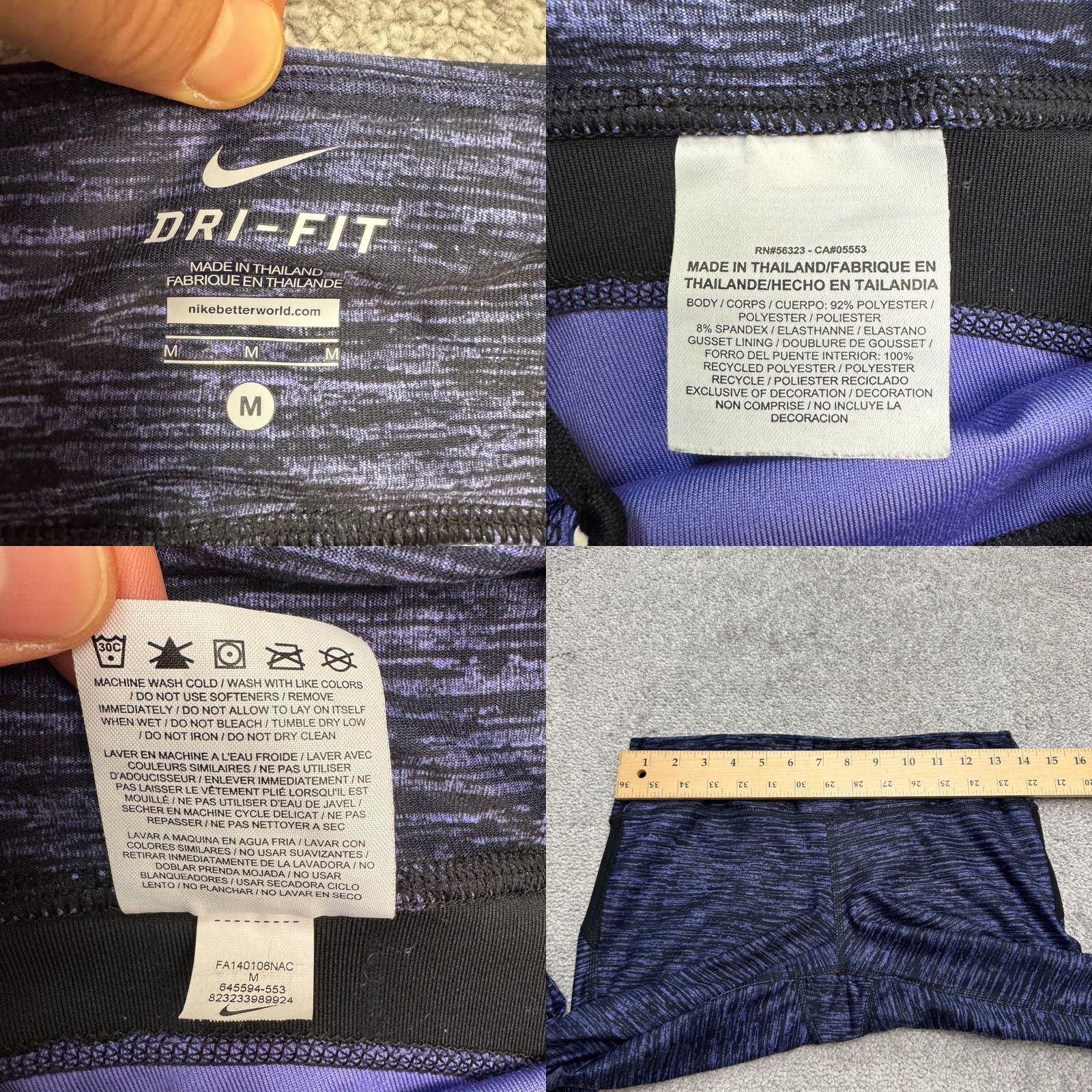 Nike Nike Dri-Fit Cropped Capri Leggings Womens M Purple Black Purple Running Size 32" / US 10 / IT 46 - 9 Thumbnail