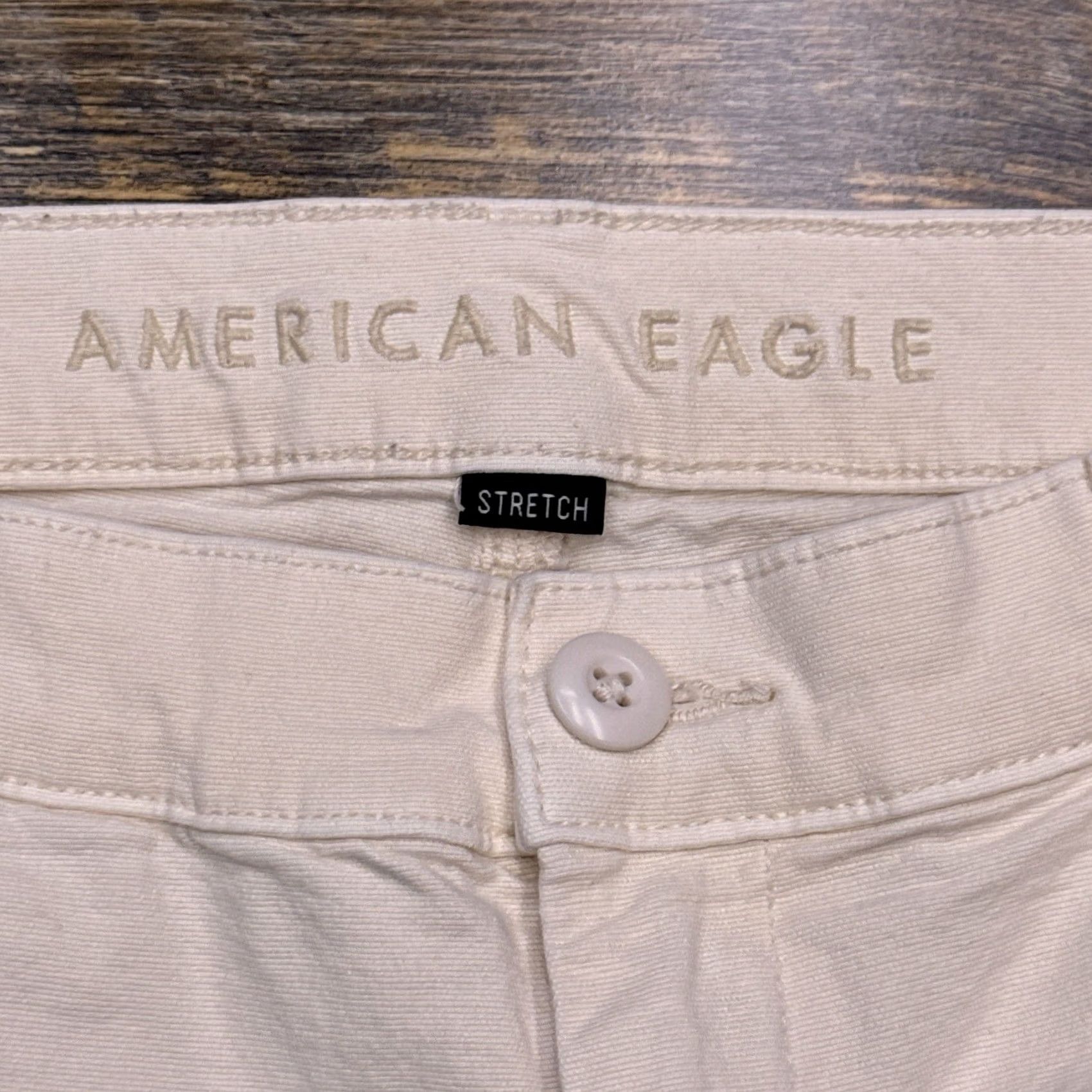 American Eagle Outfitters American Eagle High Rise Straight Pants Womens 0 Regular Beige Stretch Chino Logo City Casual Travel Size 25" / US 0 / IT 36 - 4 Thumbnail