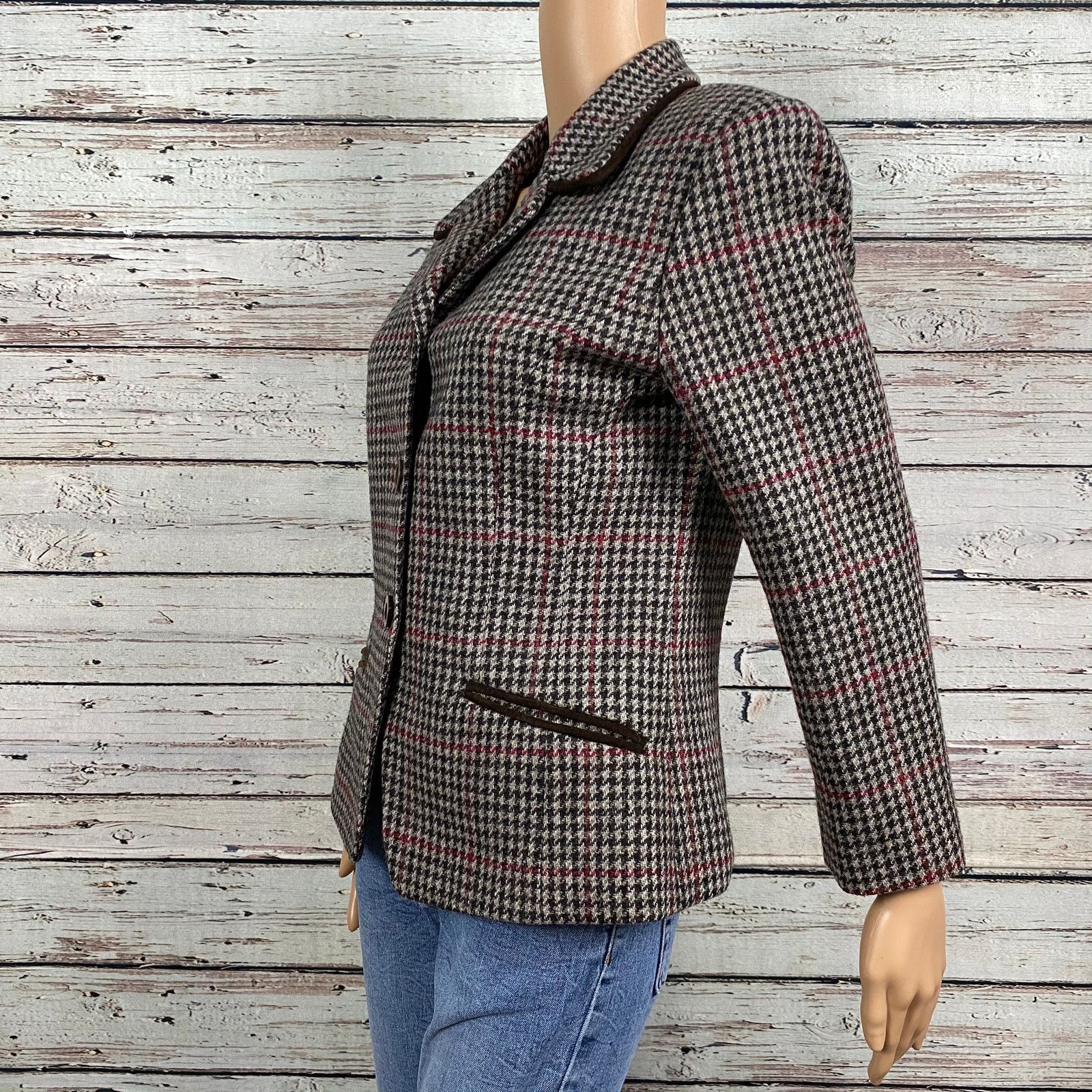 Other VTG David N Brown Herringbone Equestrian Blazer 6 Wool Size M / US 6-8 / IT 42-44 - 7 Thumbnail