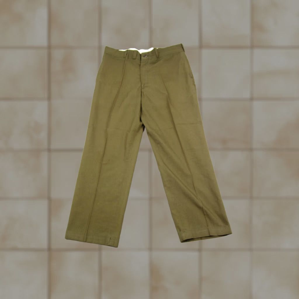 JCPenney VINTAGE JCPenney Big Mac Pants Mens W 35 L 26 Olive Green Work Talon Zip 60s 70s Size US 35 - 1 Thumbnail