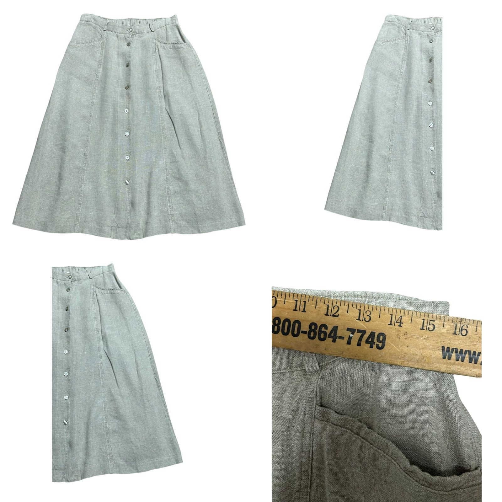 Vintage VINTAGE L.L. Bean Women 2 Piece Skirt Set 100% Linen Beige Brown Sz 16 USA Size 38" / US 16 / IT 52 - 9 Thumbnail