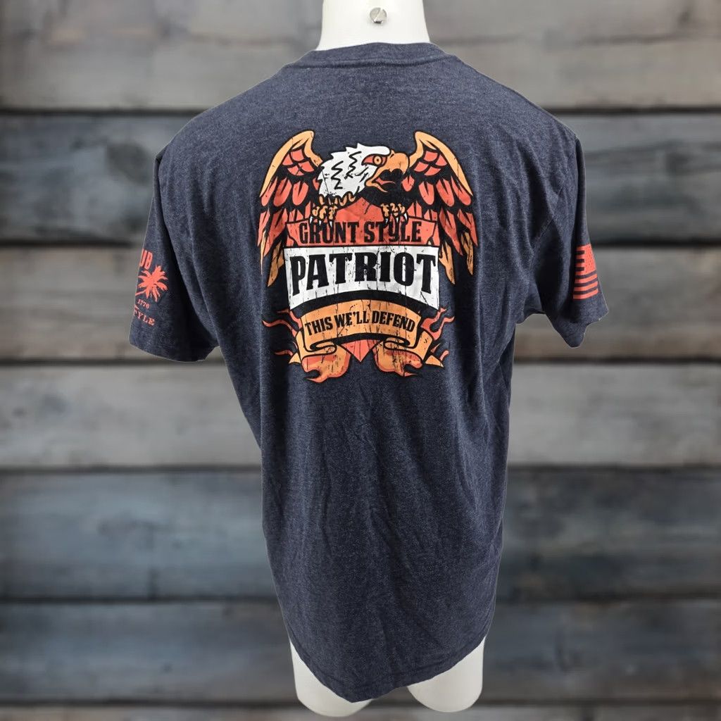 Vintage Grunt Style Club T Shirt 2XL Patriot Eagle Blue Short Sleeve Mens Shirt Crew Neck Graphic Print Army Patriotic Size US XXL / EU 58 / 5 - 1 Thumbnail