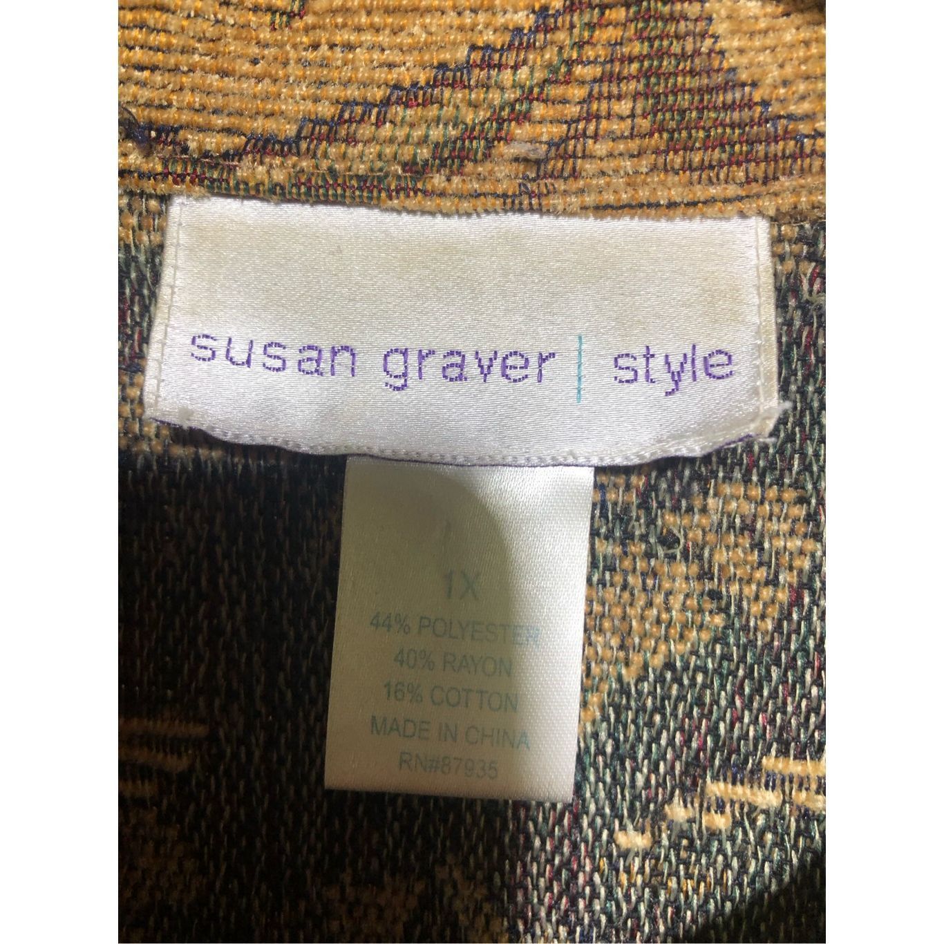 Other Susan Graver Style Women’s Tan and Purple Floral Pattern Tap Size XL / US 12-14 / IT 48-50 - 6 Thumbnail