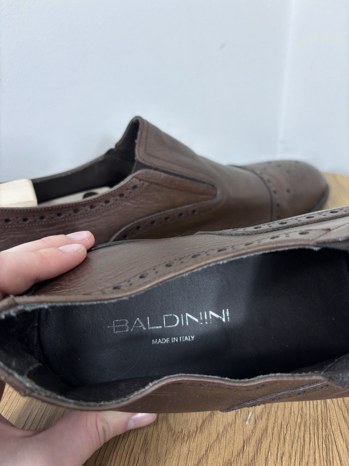 Baldinini Baldinini Men’s Brown Leather Cap Toe Slip On Dress Shoes Size US 12 / EU 45 - 19 Thumbnail