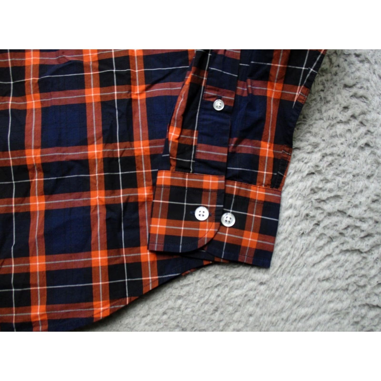 Banana Republic Banana Republic Mens Small Slim Fit Navy Orange Plaid Button-Up Shirt Organic Cotton Size US S / EU 44-46 / 1 - 3 Thumbnail