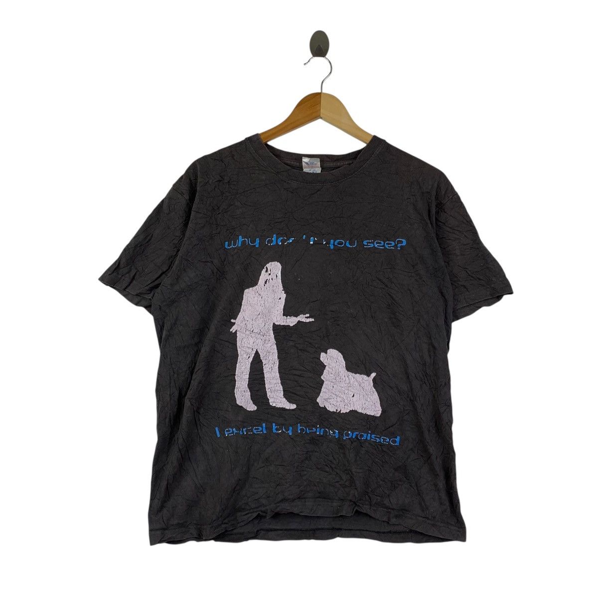 Vintage Y2K Weird-Core Graphic Tee Black – Why Don’t You See? Size US L / EU 52-54 / 3 - 1 Thumbnail
