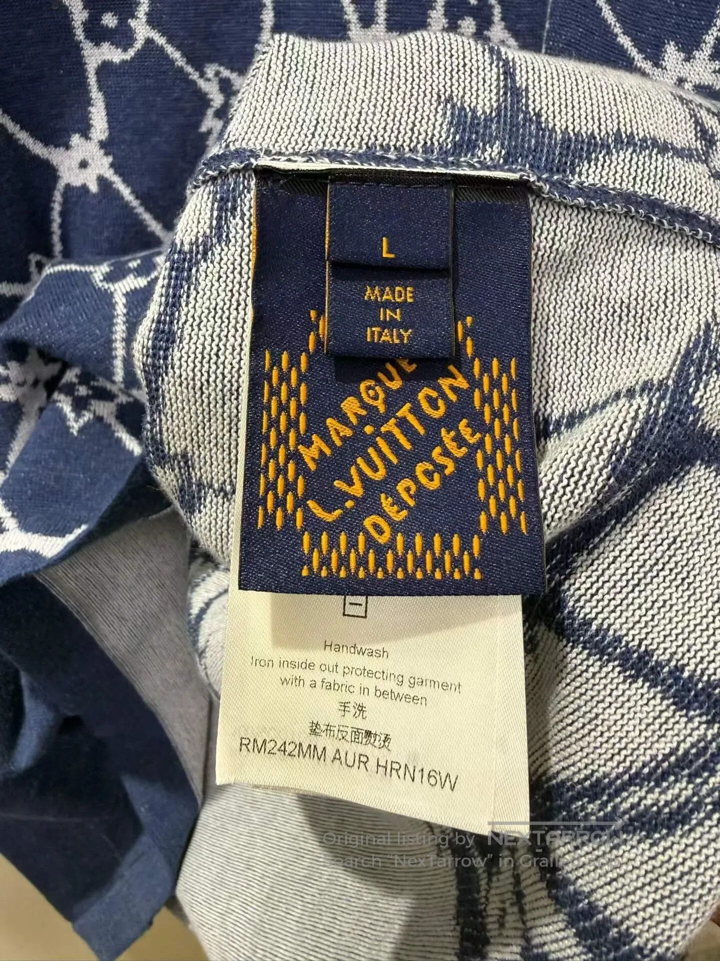 Louis Vuitton Louis Vuitton Blue Net Full Logo Knit Short Sleeve| Size US L / EU 52-54 / 3 - 3 Thumbnail