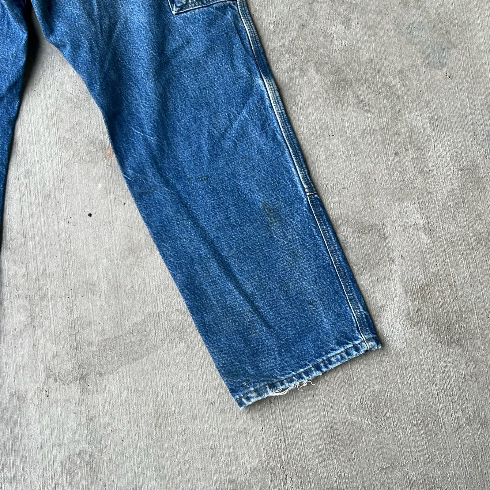 Carhartt × Vintage Carhartt faded denim blue jean double knee work wear pants Size US 35 - 12 Thumbnail