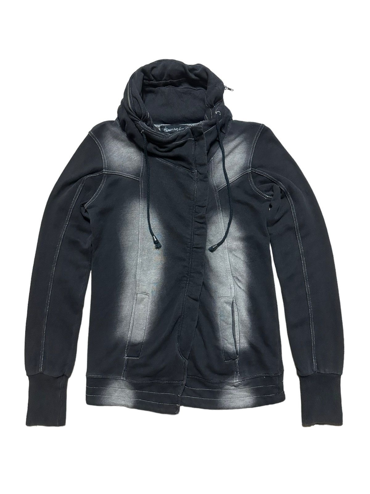 image of Drain Gang x Maris Rock Heaven And Earth Iconic Punk Fashion Asymmetrical Hoodie in Black (Size Sma