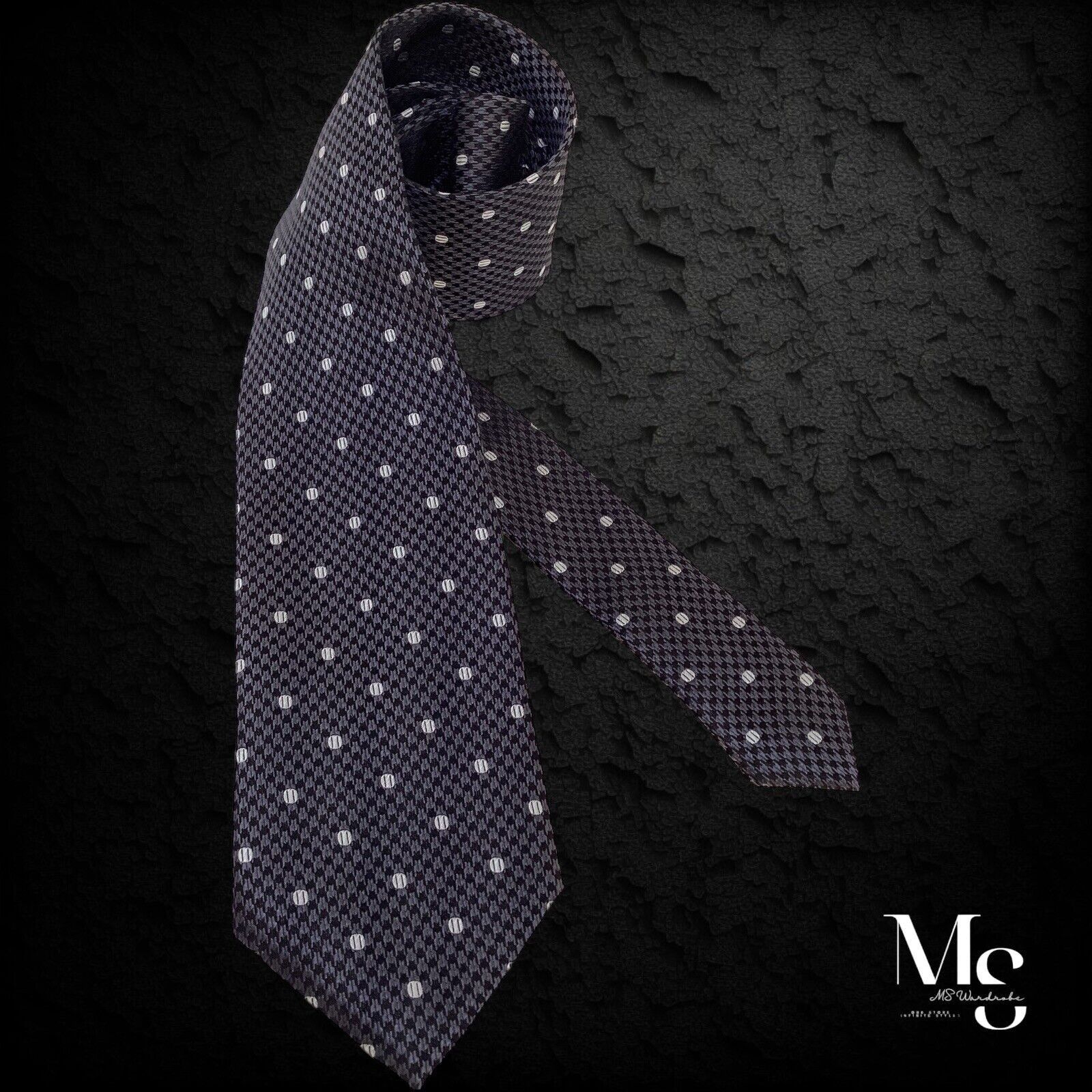 Ben Sherman BEN SHERMAN Gray Houndstooth Baseball Ball Silk Tie W: 3.25" Size ONE SIZE - 1 Thumbnail